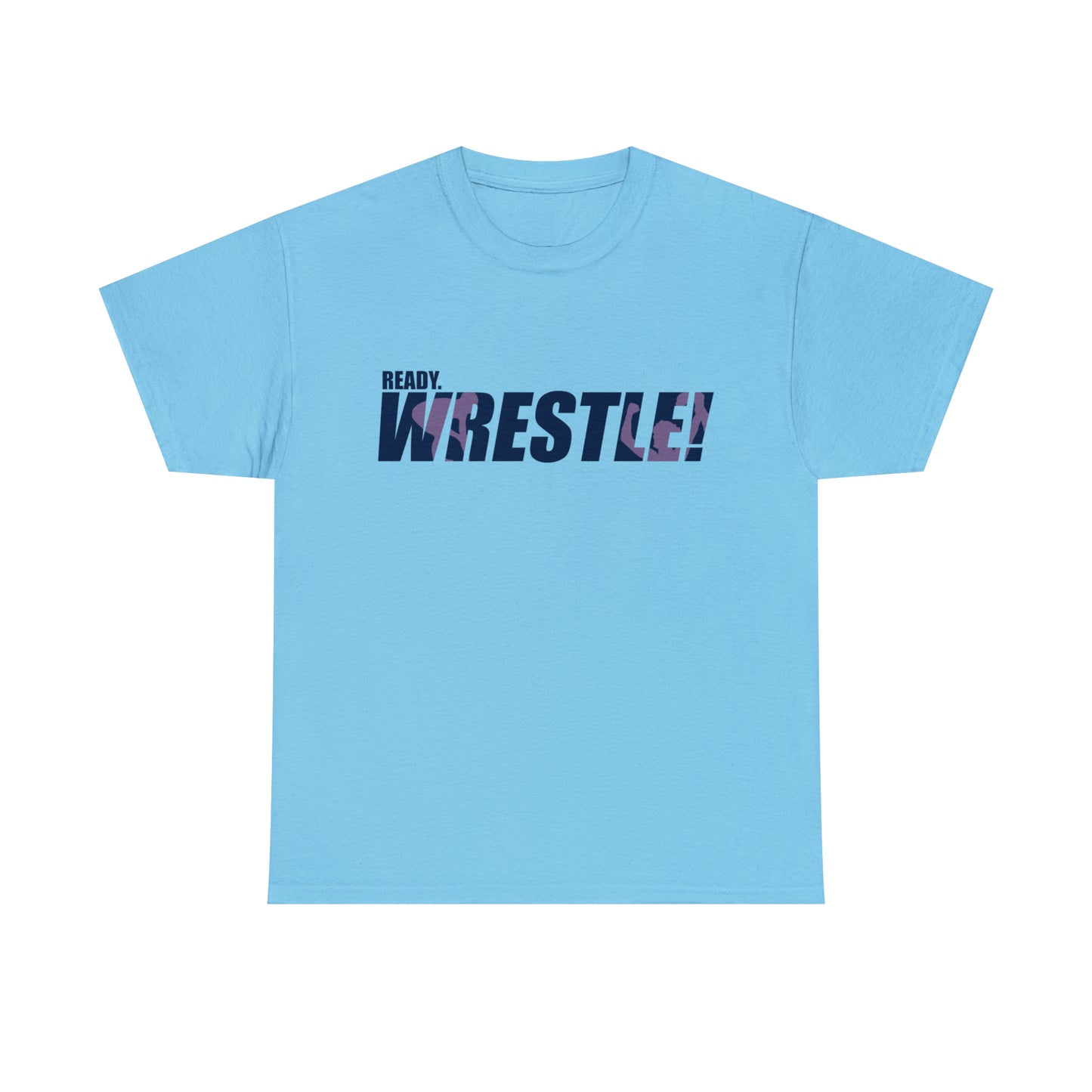 Ready. Wrestle! Navy Logo w/Pink Silhouettes, Unisex Heavy Cotton Tee