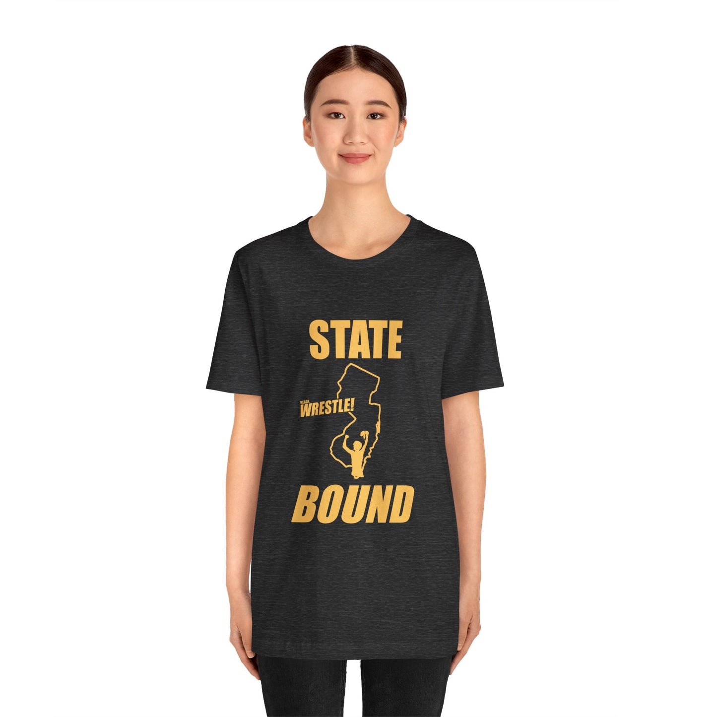 New Jersey State Bound, Gold Print, Bella+Canvas 3001, Unisex Jersey Short Sleeve Tee