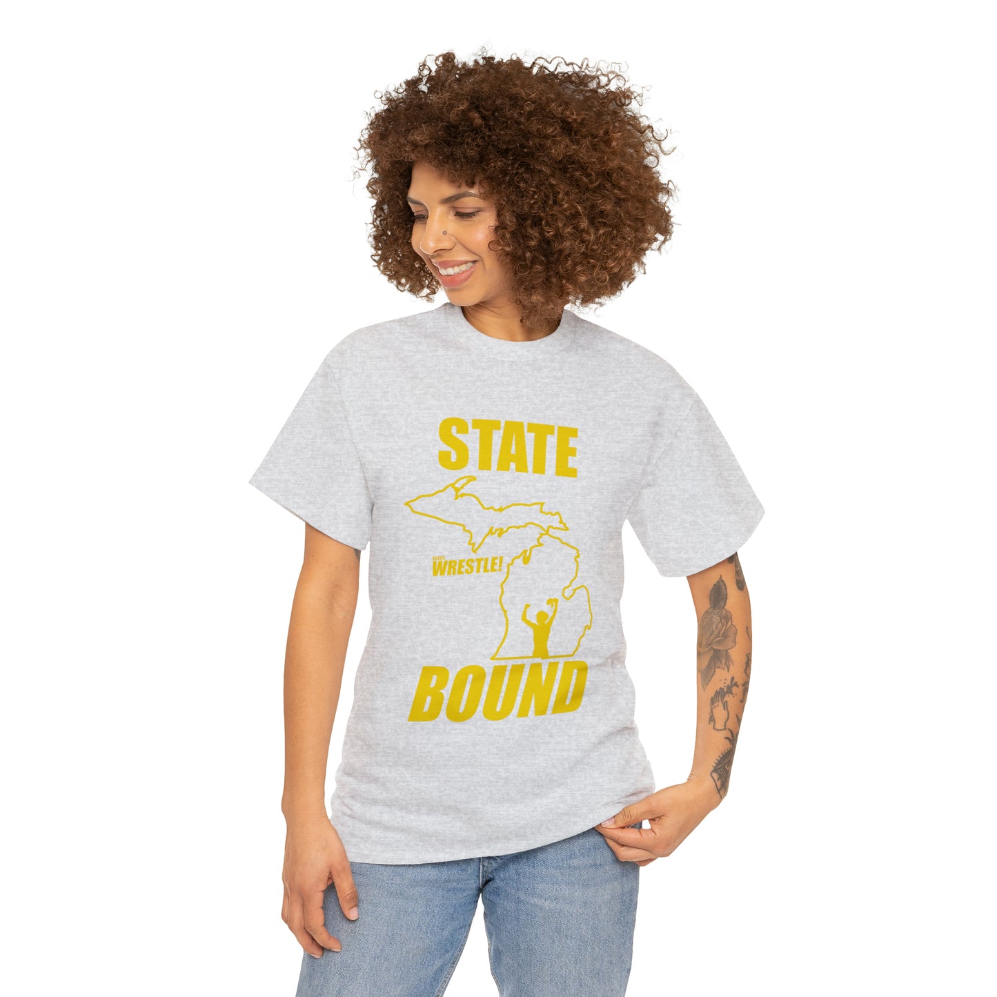 Michigan State Bound, Gold Logo, Unisex Heavy Cotton Tee