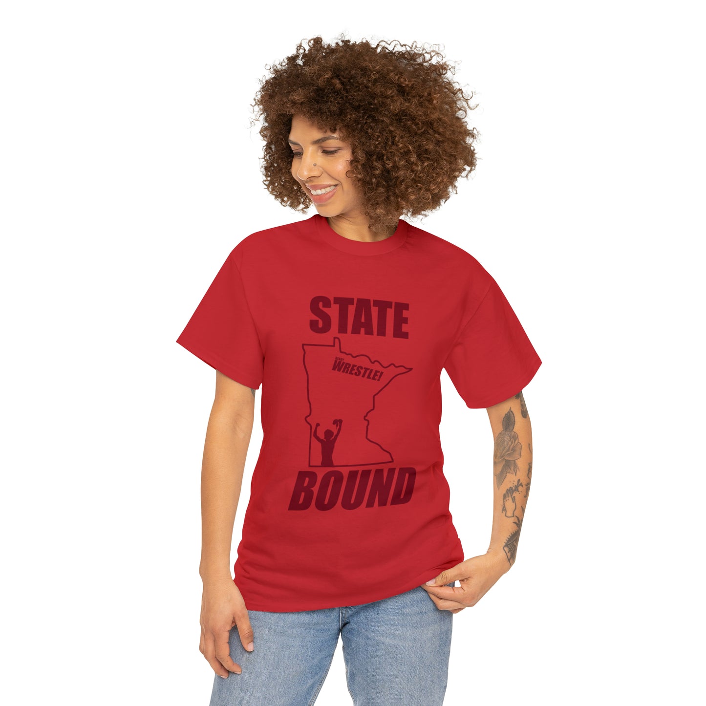 Minnetsota State Bound, Maroon Logo, Unisex Heavy Cotton Tee