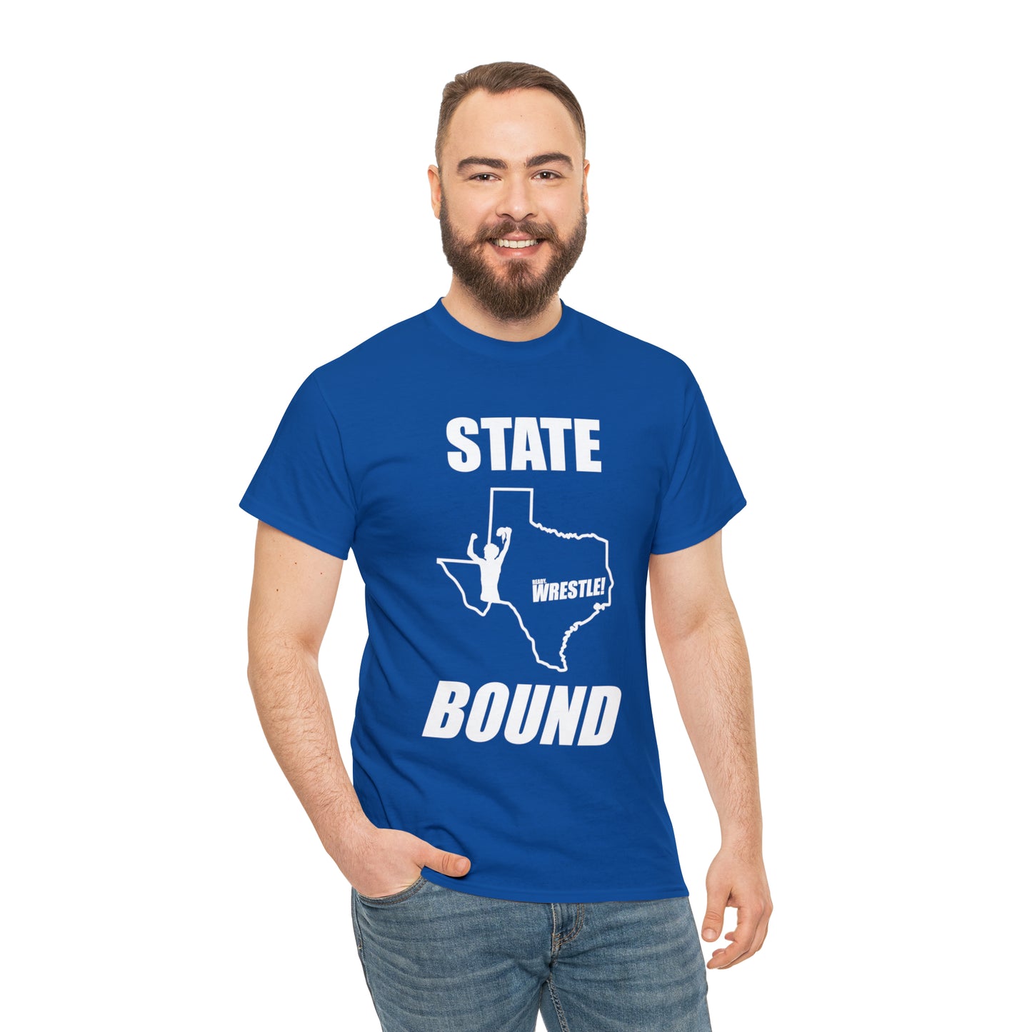 Texas State Bound, White Logo, Unisex Heavy Cotton Tee