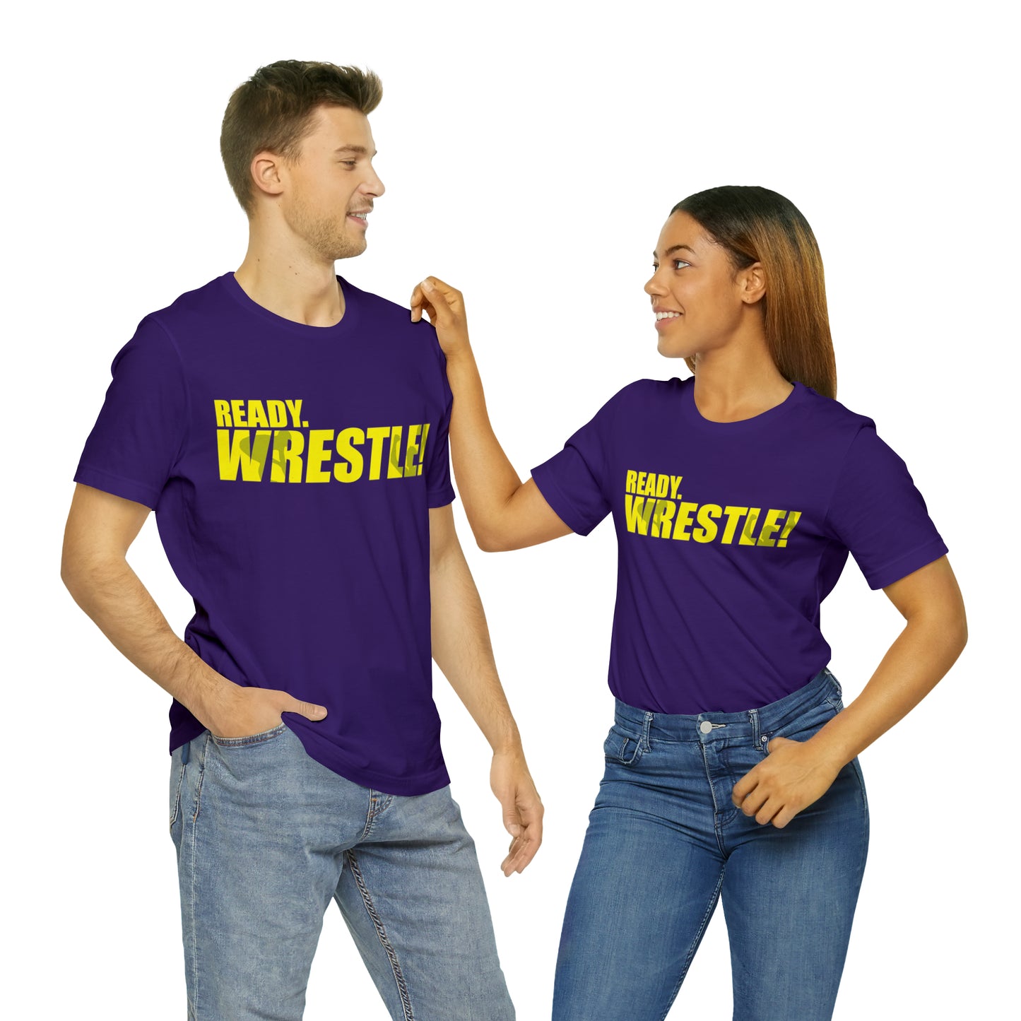 Ready. Wrestle! Gold Logo with Green, Unisex Jersey Short Sleeve Tee