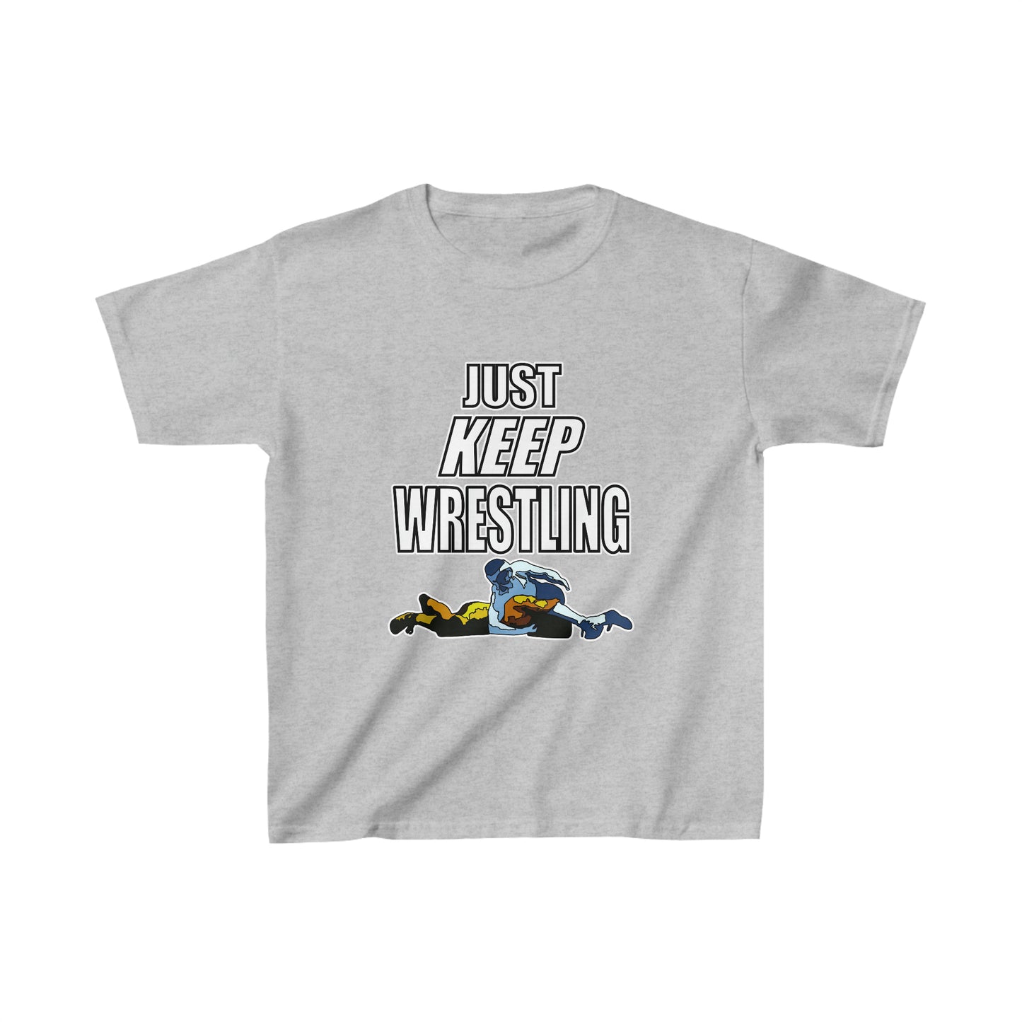 Kids 'Just Keep Wrestling!', Unisex Heavy Cotton Tee