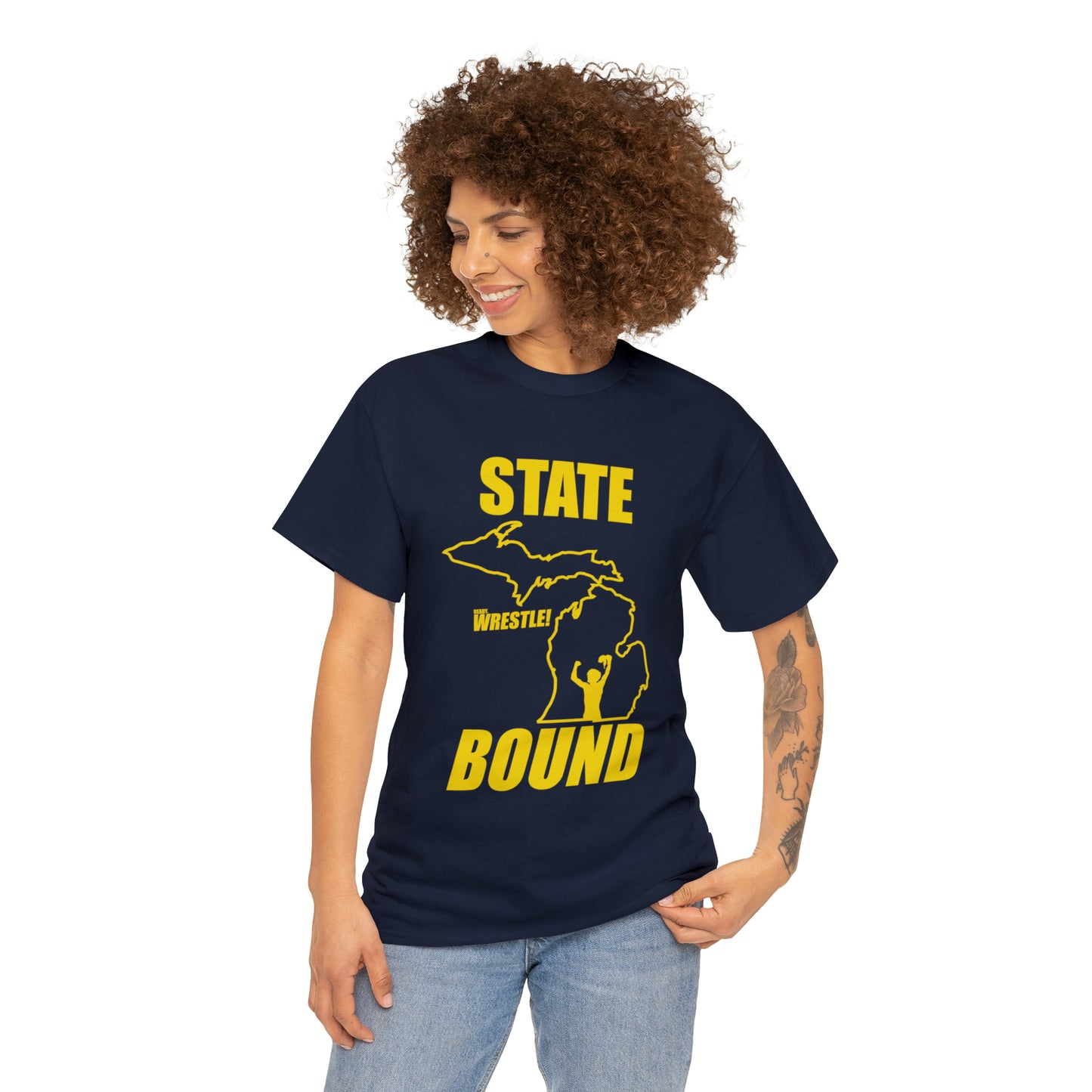 Michigan State Bound, Gold Logo, Unisex Heavy Cotton Tee