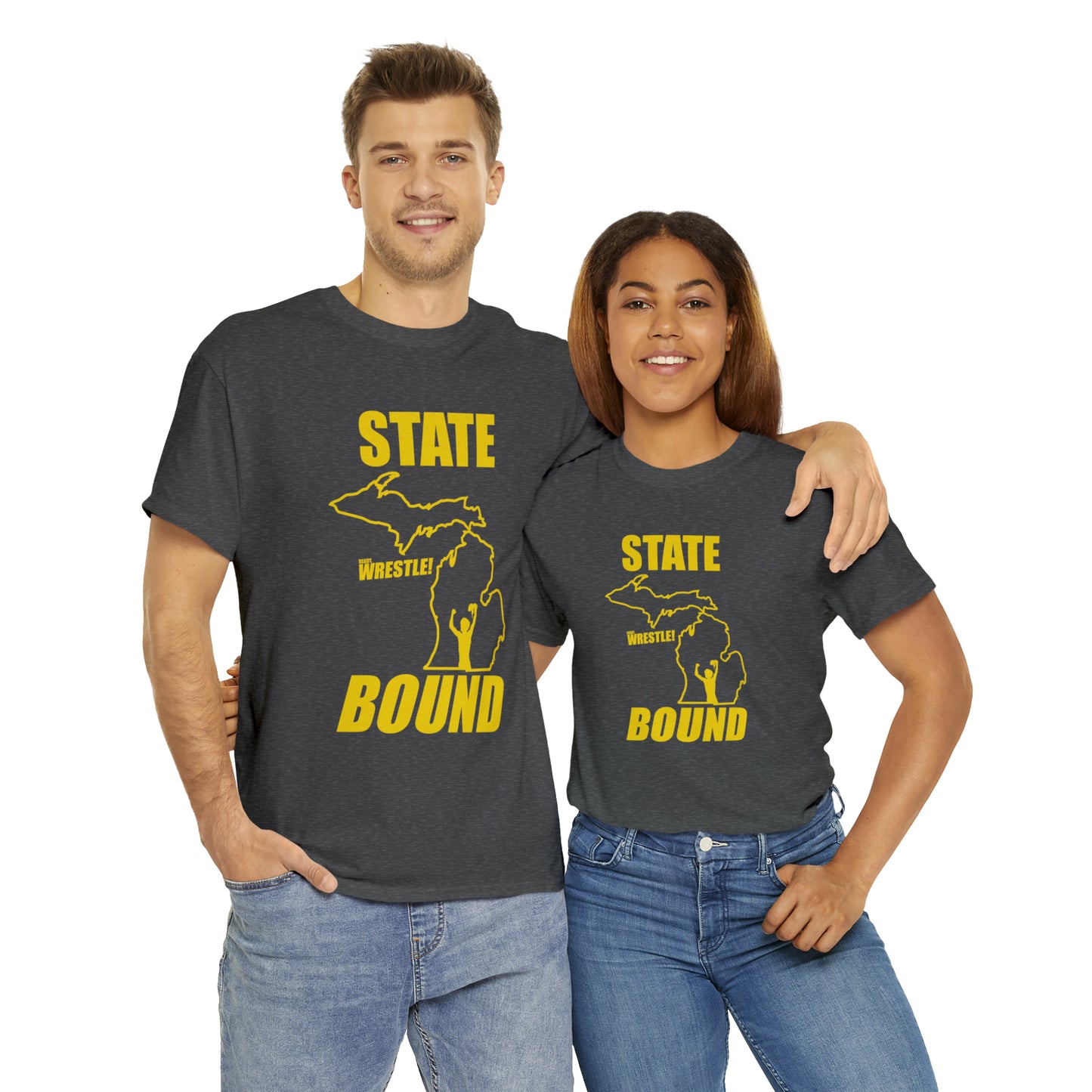 Michigan State Bound, Gold Logo, Unisex Heavy Cotton Tee