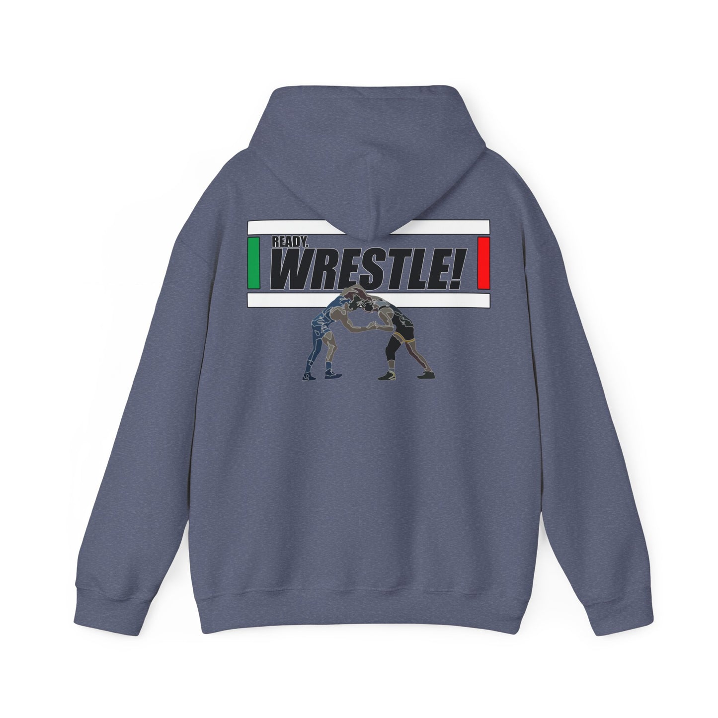 Ready. Wrestle! Start Lines, Unisex Heavy Blend™ Hooded Sweatshirt, Black Letters