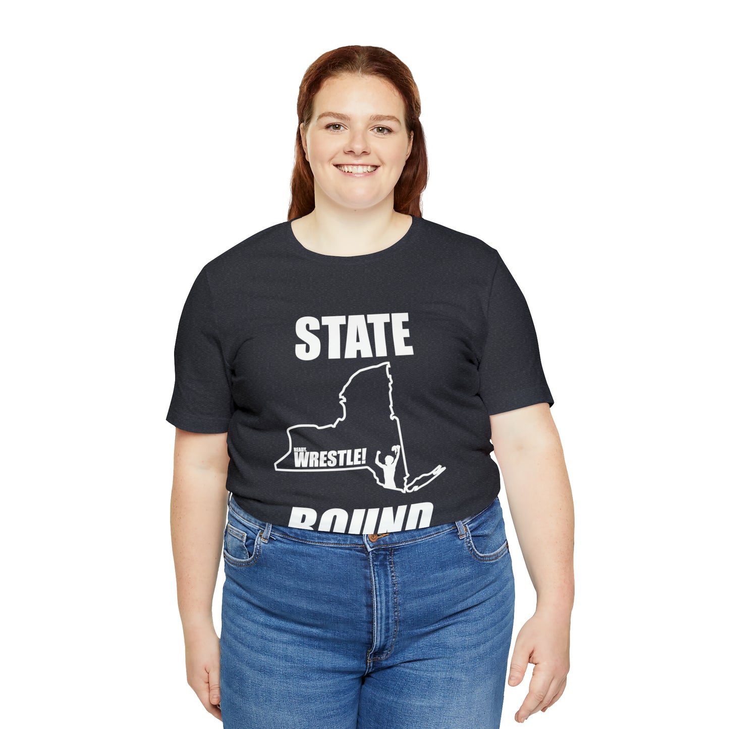 New York State Bound, Unisex Jersey Short Sleeve Tee, White Logo