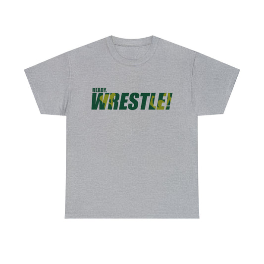 Ready. Wrestle! Green/Gold Logo, Unisex Heavy Cotton Tee