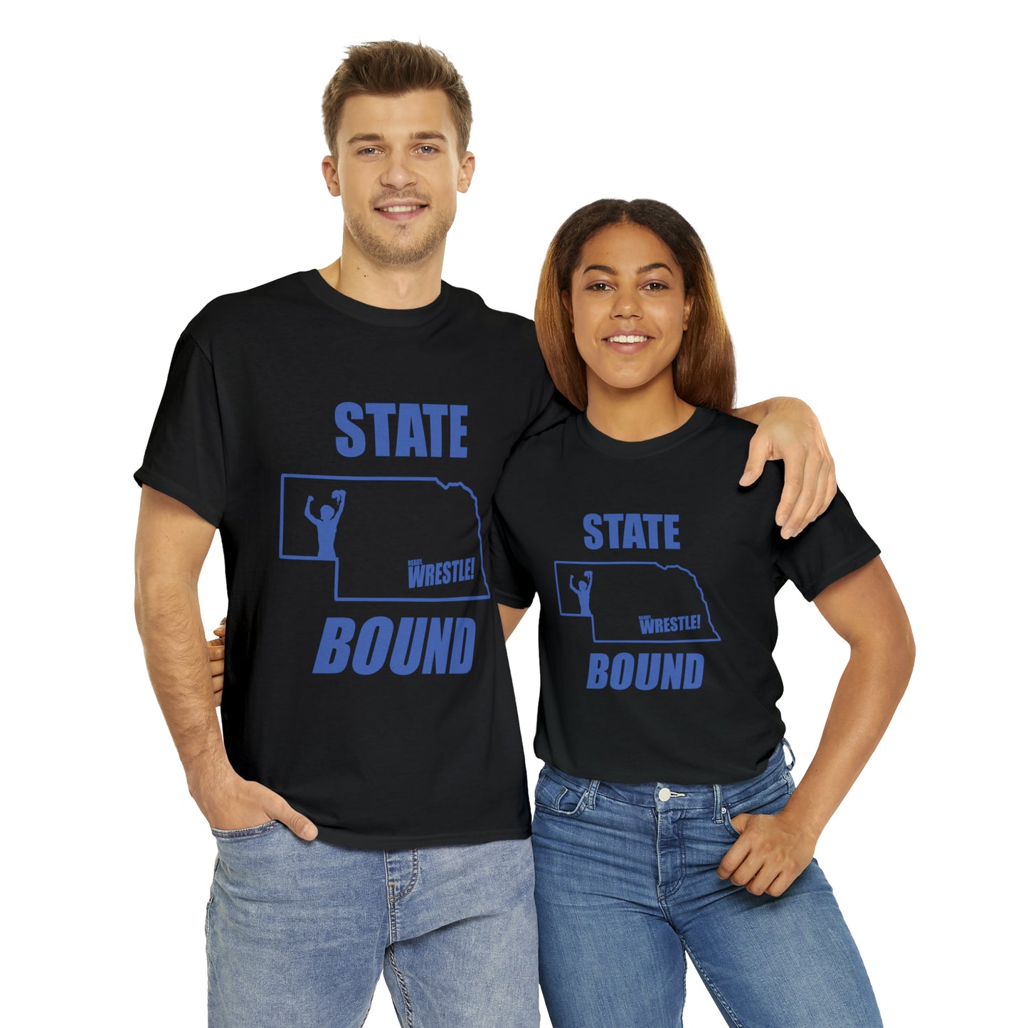 Nebraska State Bound, Royal Blue Logo, Unisex Heavy Cotton Tee