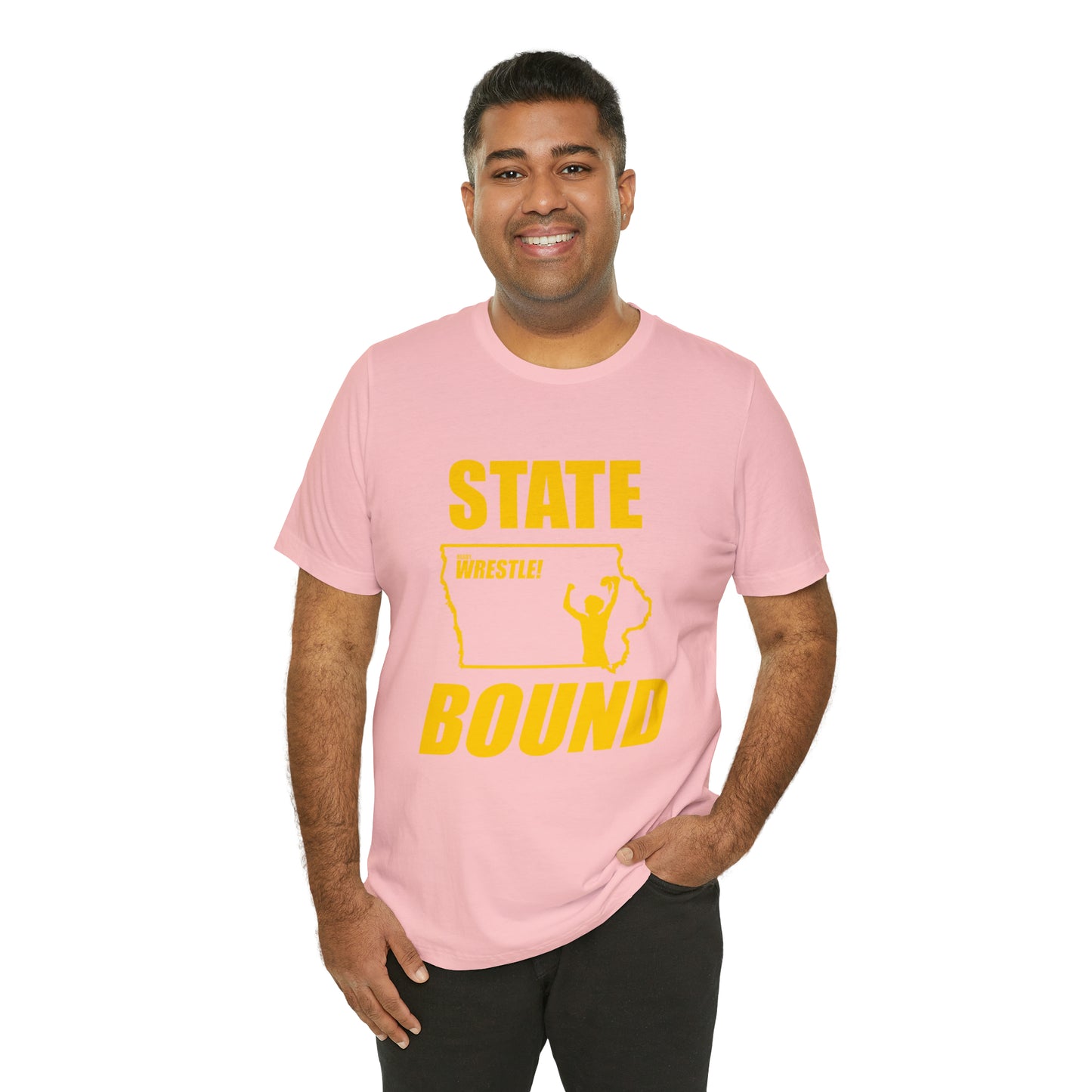 Iowa State Bound, Unisex Jersey Short Sleeve Tee, Gold Logo