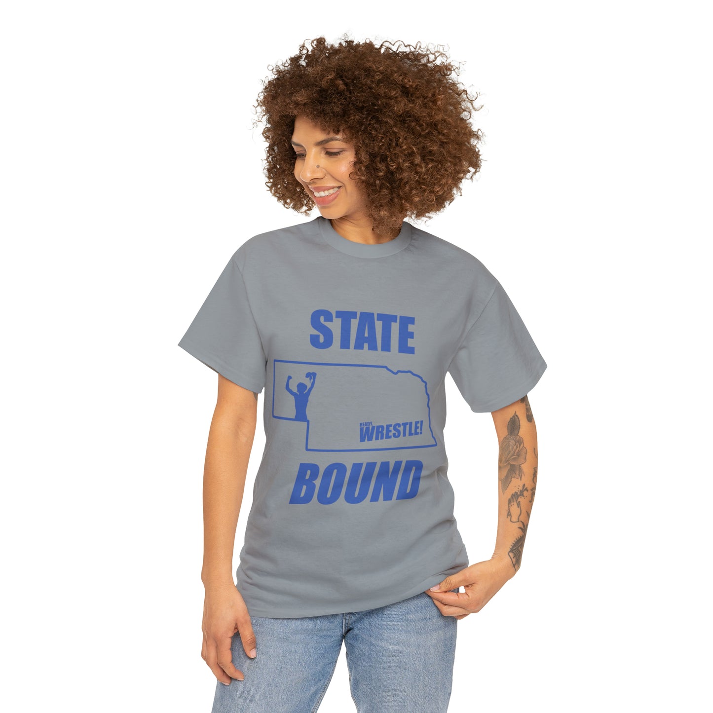 Nebraska State Bound, Royal Blue Logo, Unisex Heavy Cotton Tee