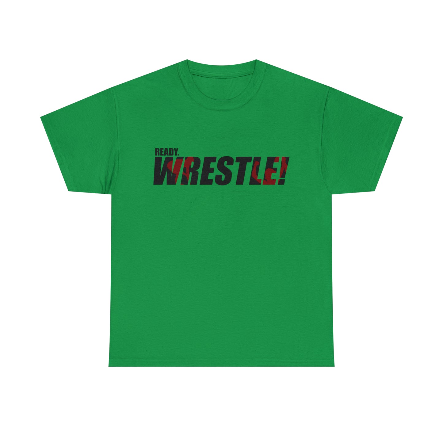 Ready. Wrestle! Black Logo w/Red Silhouettes, Unisex Heavy Cotton Tee