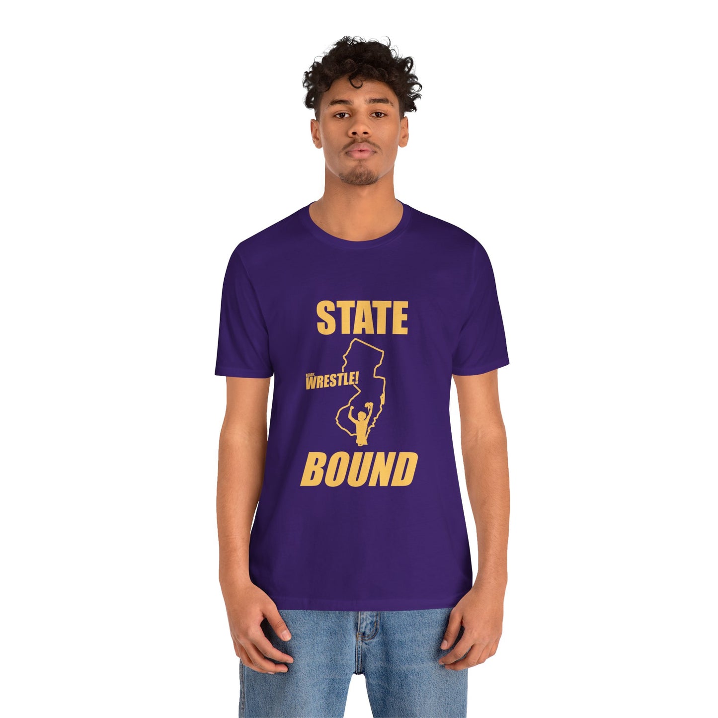New Jersey State Bound, Gold Print, Bella+Canvas 3001, Unisex Jersey Short Sleeve Tee