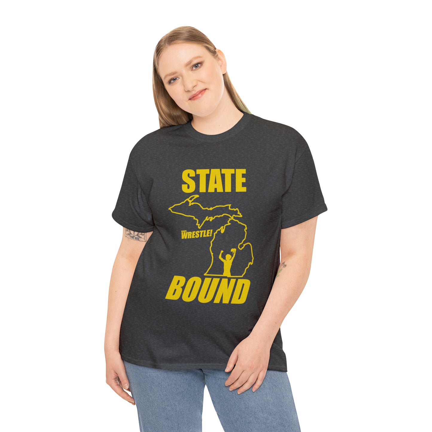 Michigan State Bound, Gold Logo, Unisex Heavy Cotton Tee