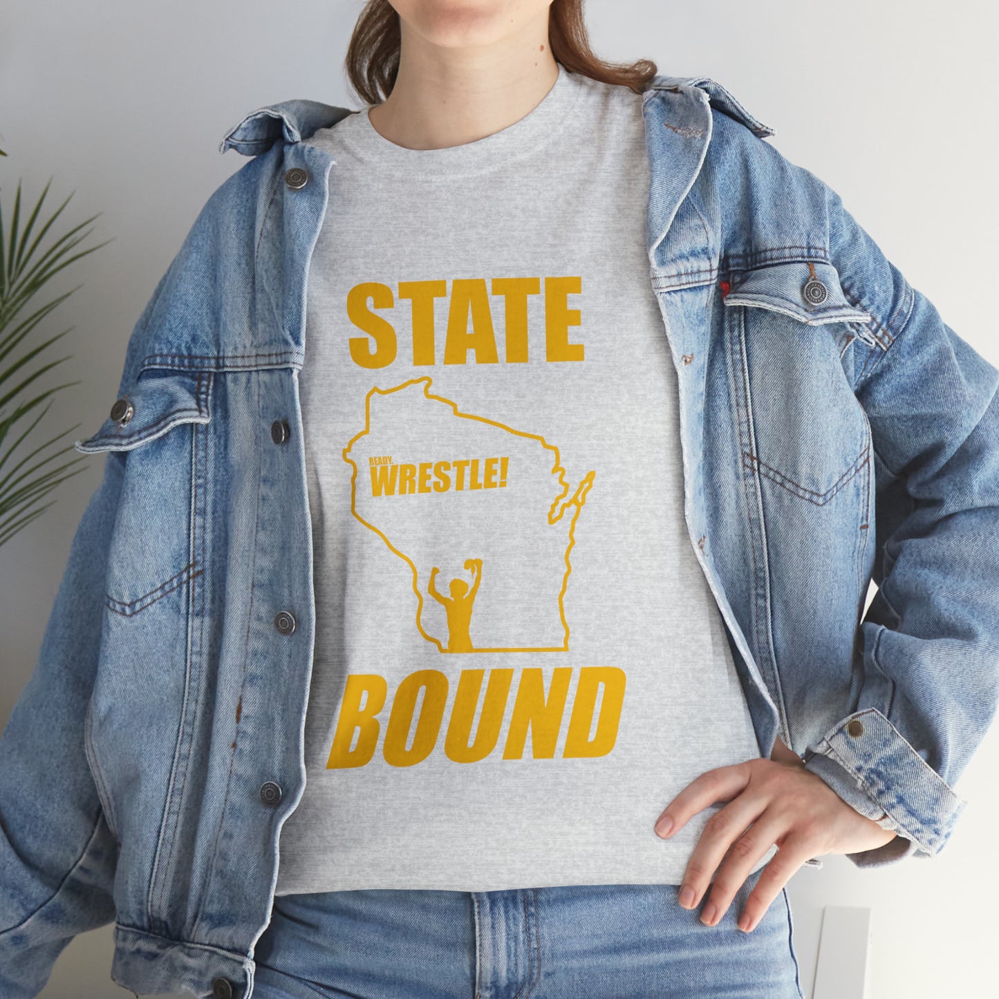 Wisconsin State Bound, Gold Logo, Unisex Heavy Cotton Tee