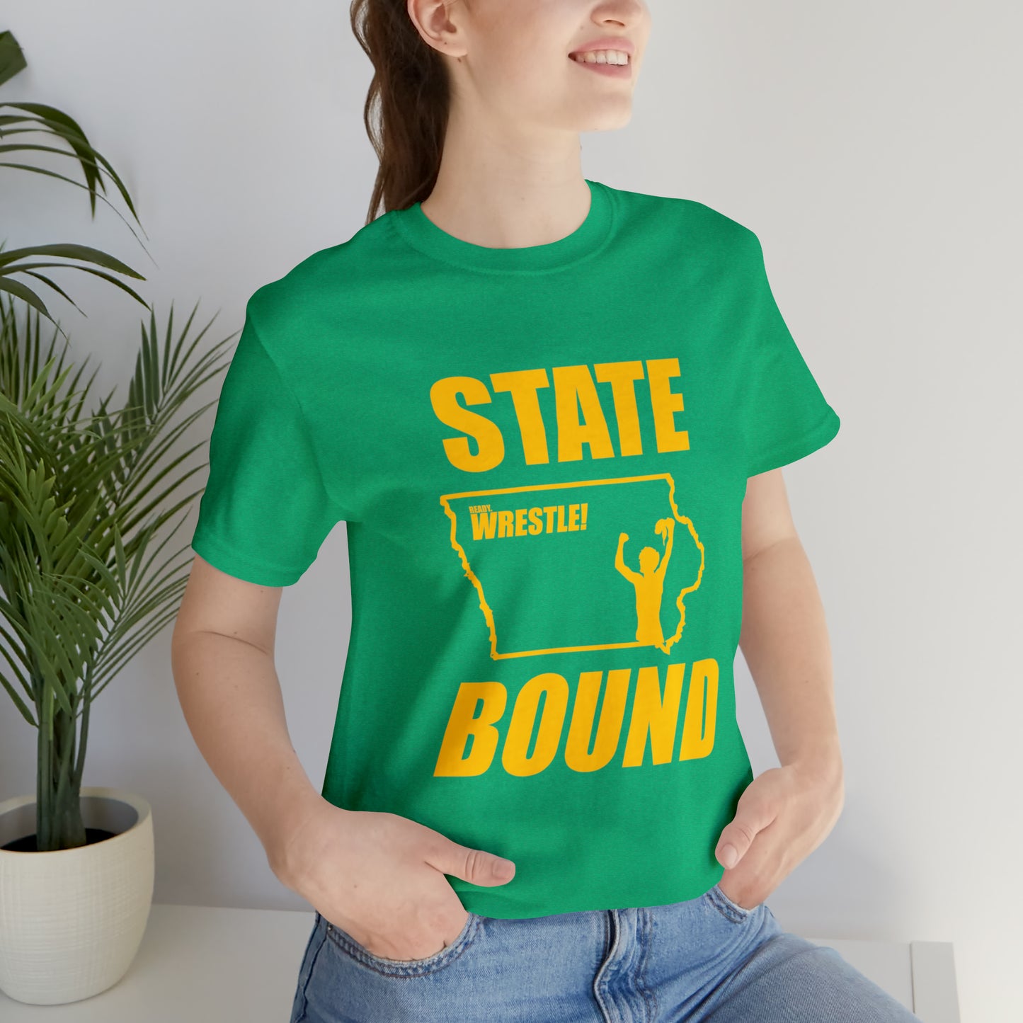 Iowa State Bound, Unisex Jersey Short Sleeve Tee, Gold Logo