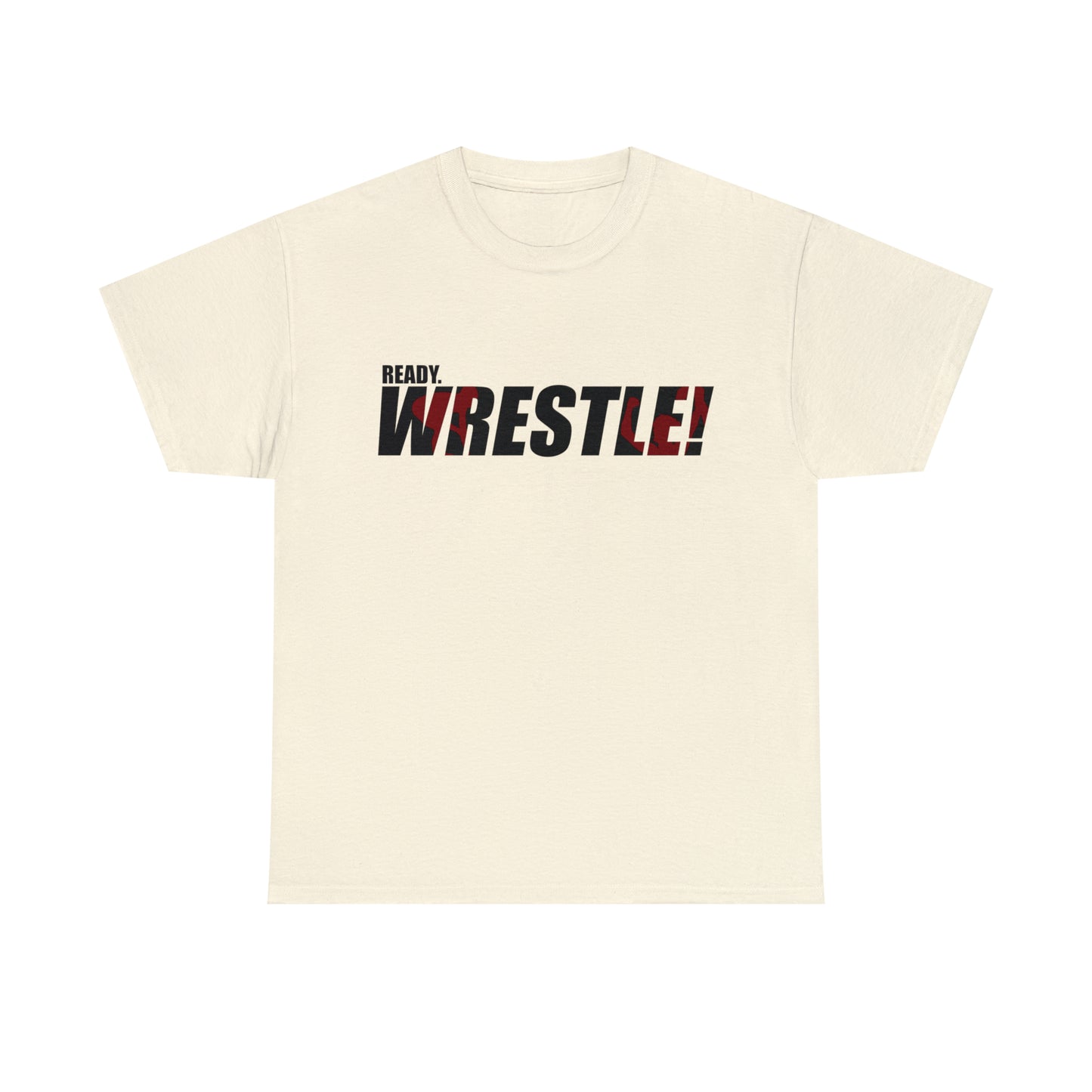 Ready. Wrestle! Black Logo w/Red Silhouettes, Unisex Heavy Cotton Tee