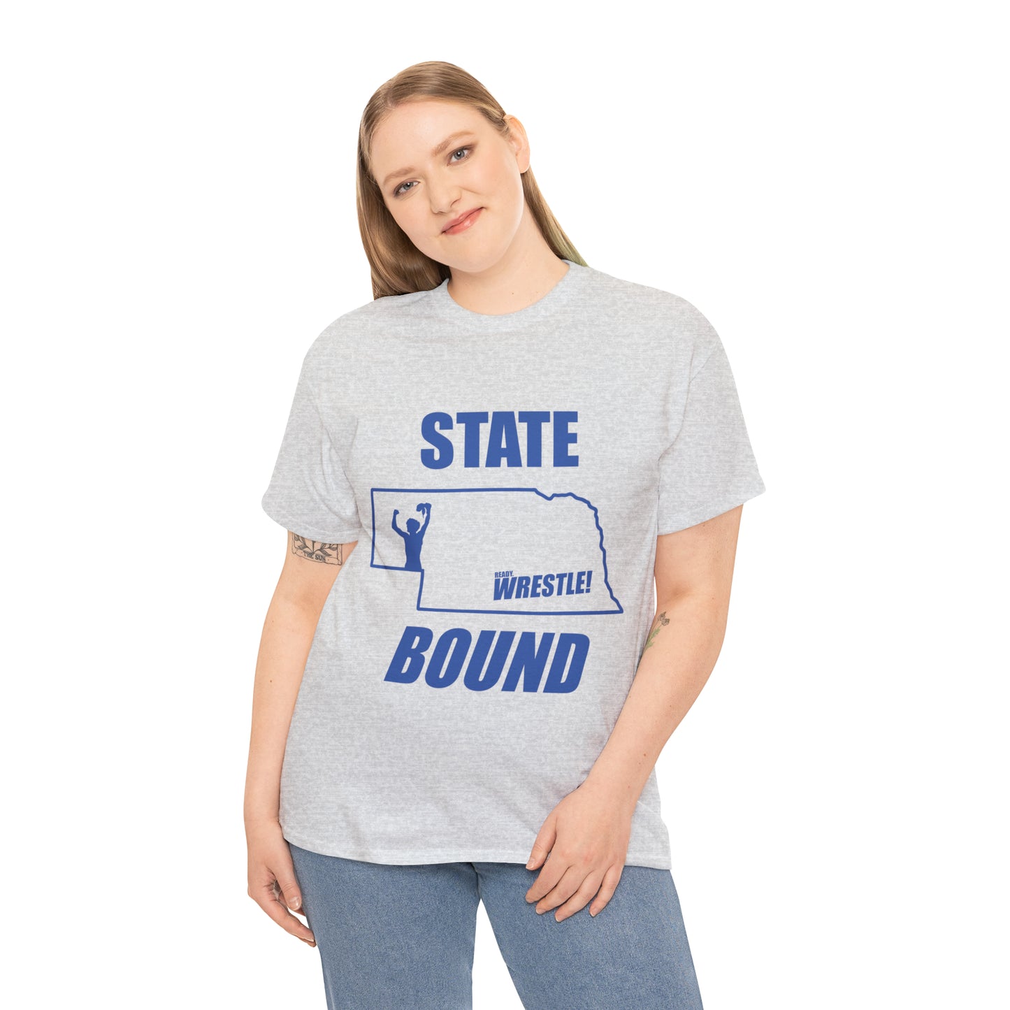 Nebraska State Bound, Royal Blue Logo, Unisex Heavy Cotton Tee