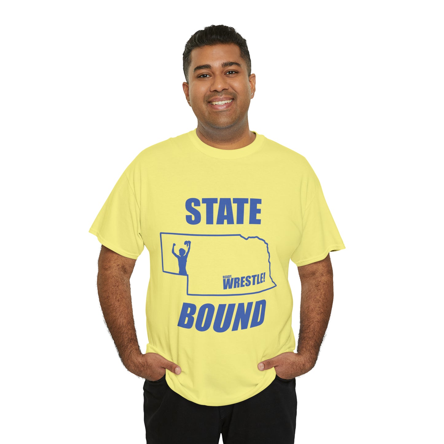 Nebraska State Bound, Royal Blue Logo, Unisex Heavy Cotton Tee