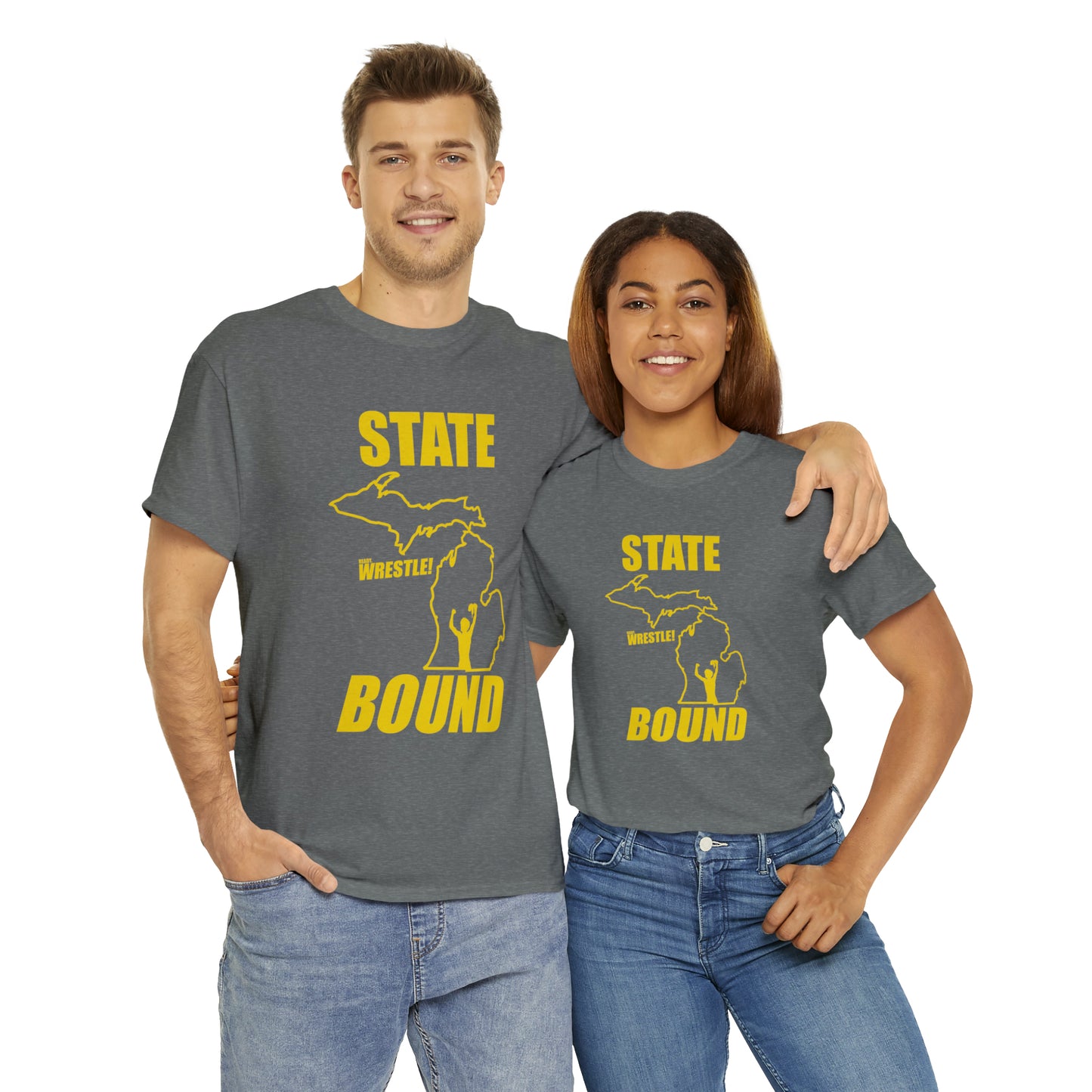 Michigan State Bound, Gold Logo, Unisex Heavy Cotton Tee