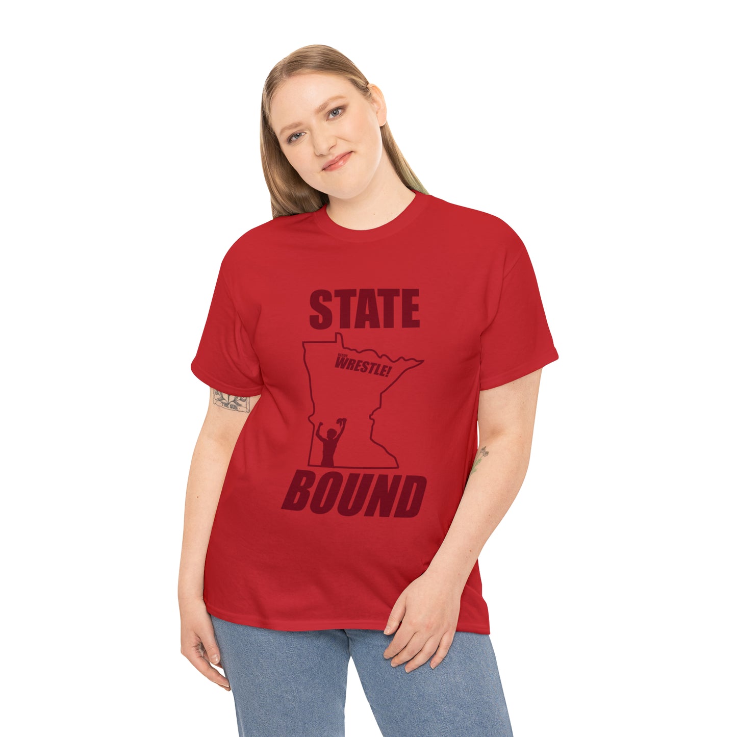 Minnetsota State Bound, Maroon Logo, Unisex Heavy Cotton Tee