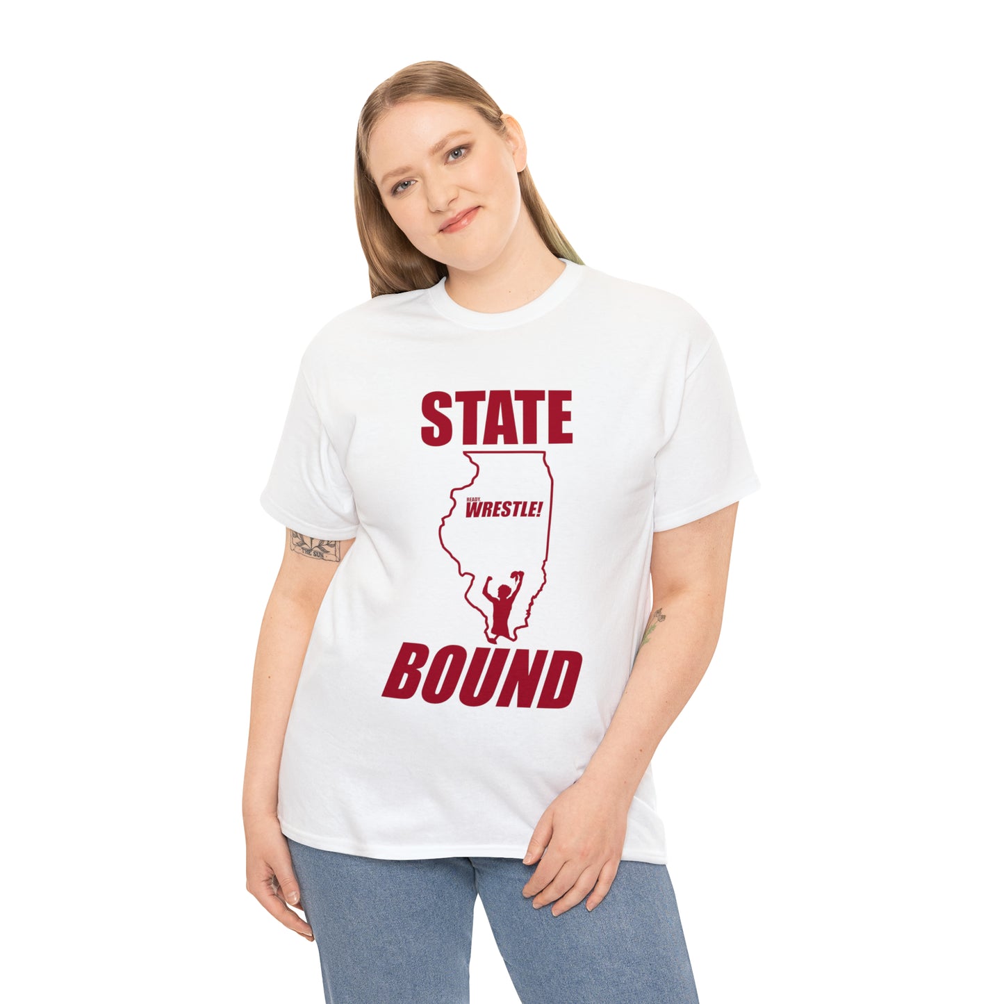 Illinois State Bound, Red Logo, Unisex Heavy Cotton Tee