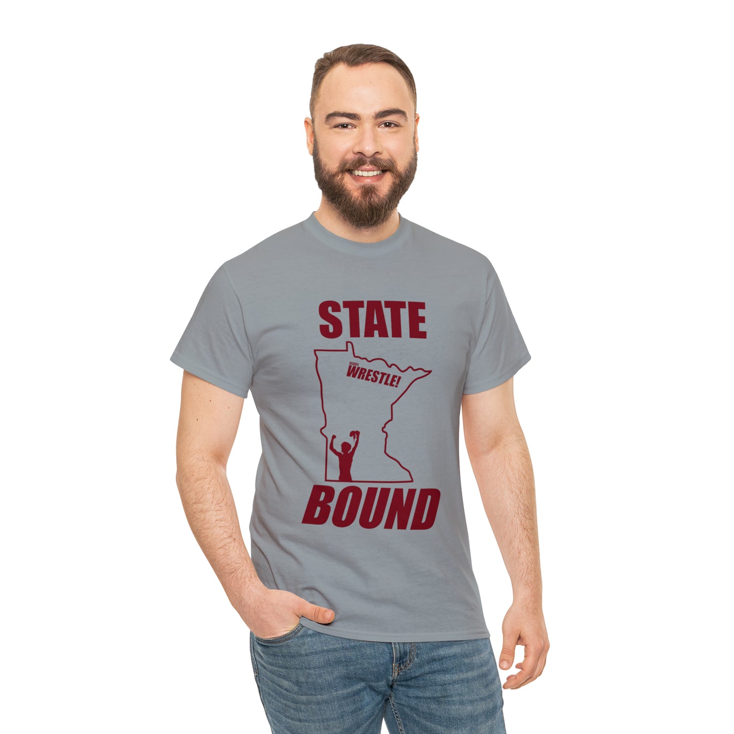 Minnetsota State Bound, Maroon Logo, Unisex Heavy Cotton Tee