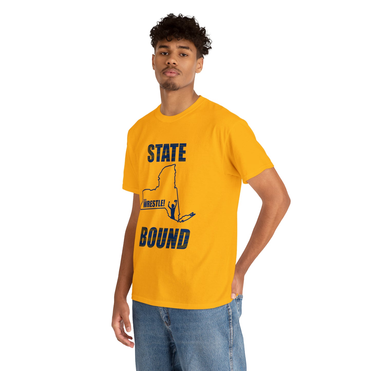 New York State Bound, Blue Logo, Tiger stripes, Unisex Heavy Cotton Tee