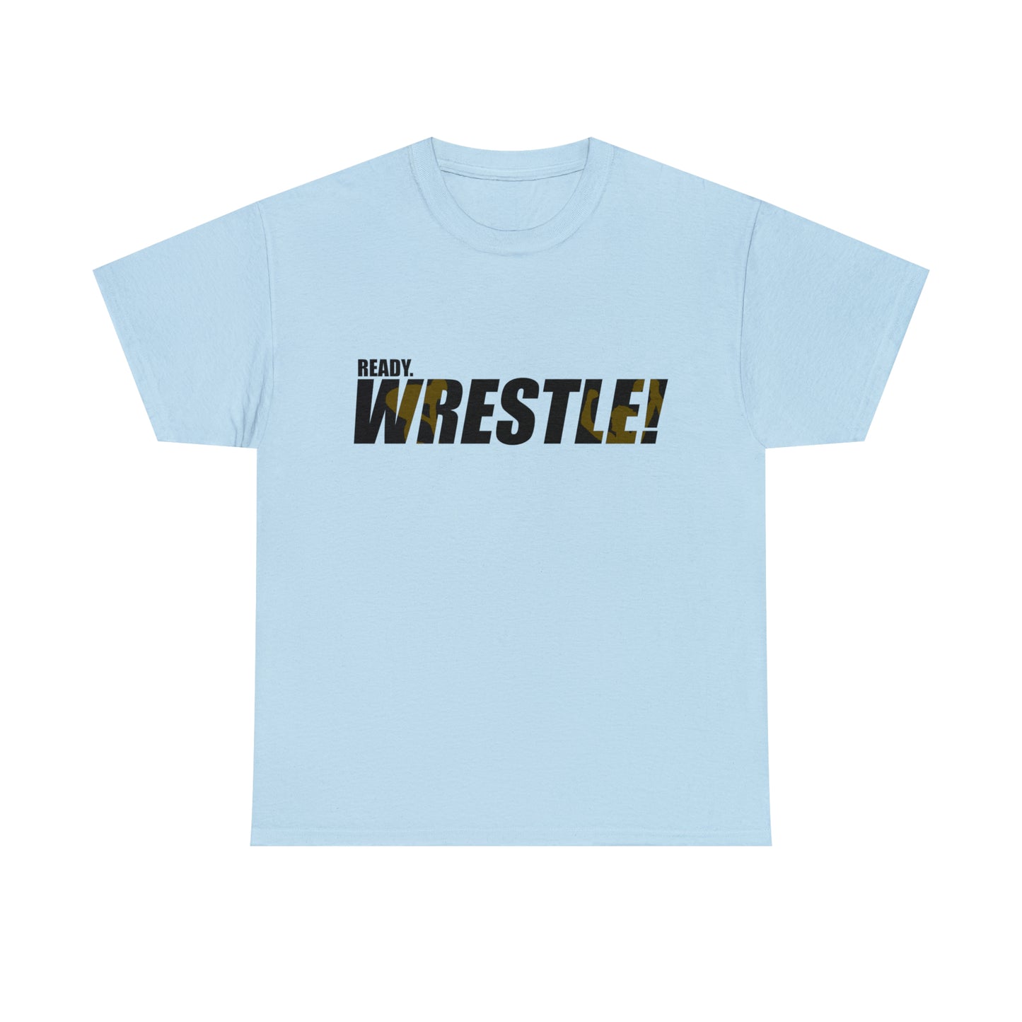 Ready. Wrestle! Black Logo w/Yellow Silhouettes, Unisex Heavy Cotton Tee