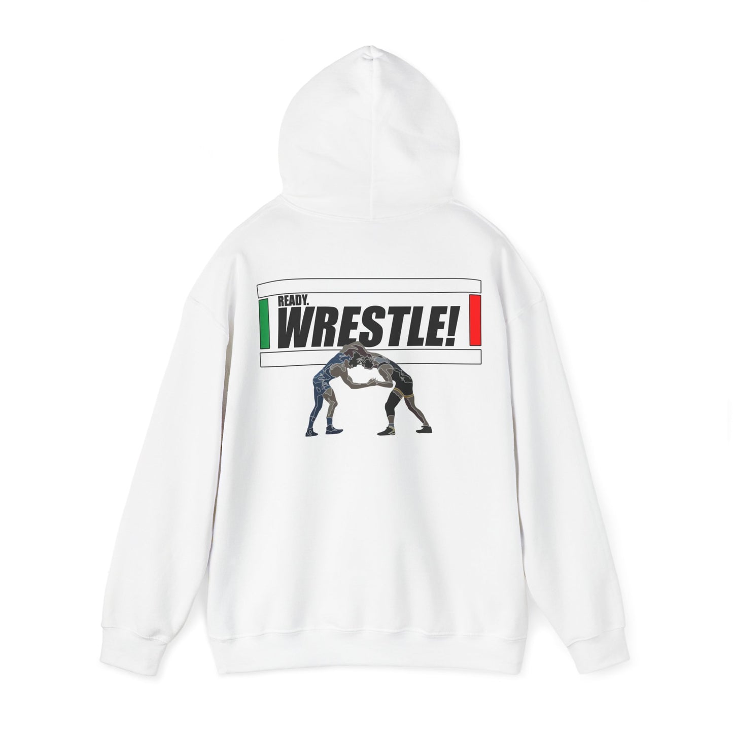 Ready. Wrestle! Start Lines, Unisex Heavy Blend™ Hooded Sweatshirt, Black Letters