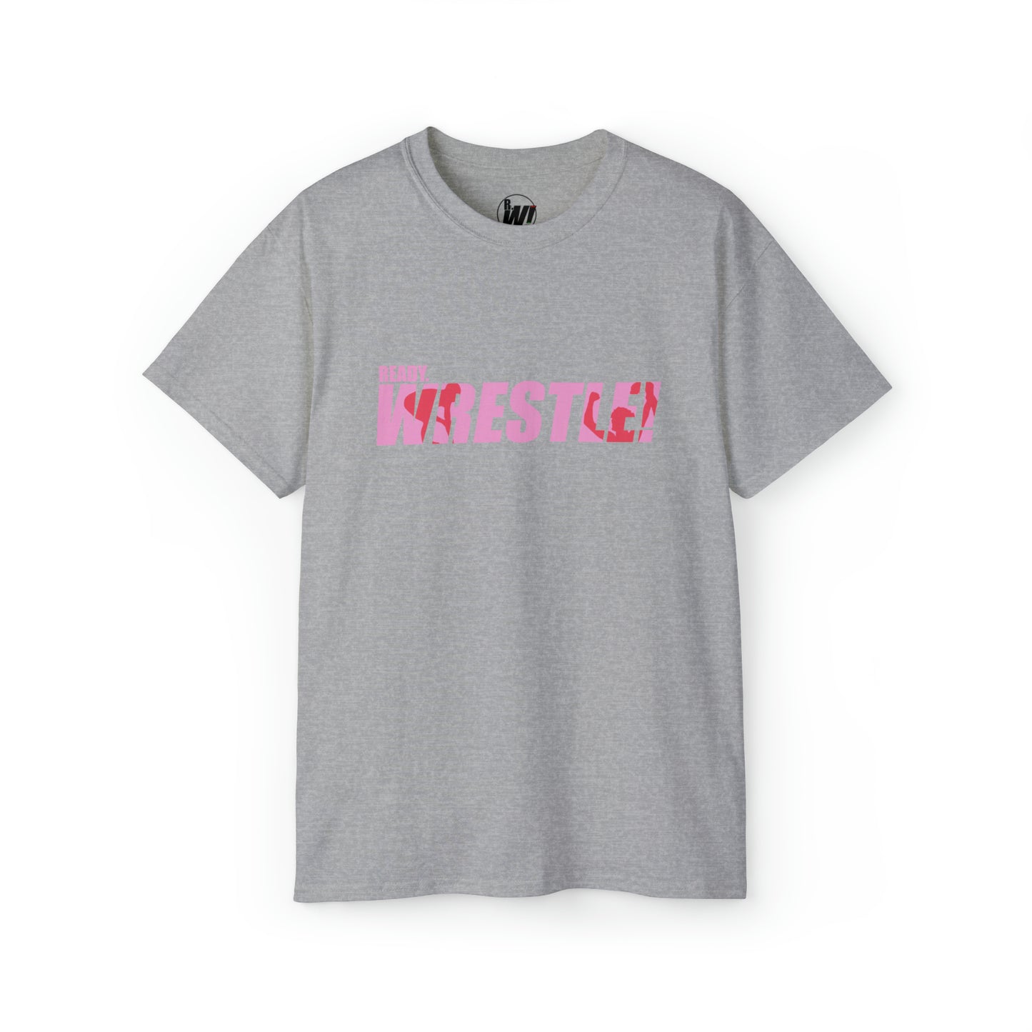 Ready. Wrestle!, Unisex Ultra Cotton Tee, Pink/Red Logo