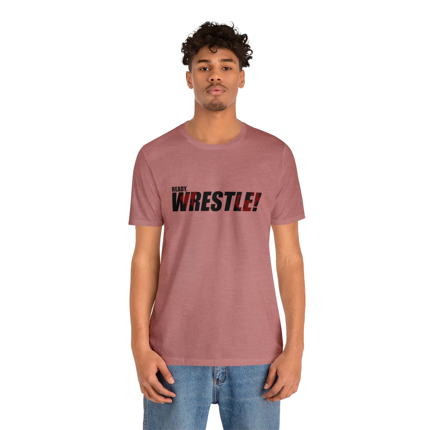 Ready. Wrestle! Black Logo w/Red Silhouettes, Unisex Heavy Cotton Tee Bella+Canvas