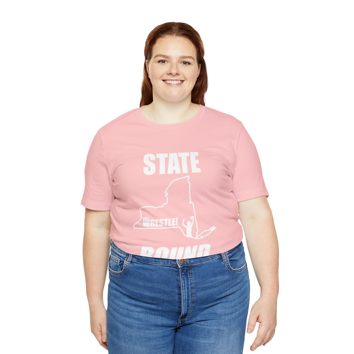 New York State Bound, Unisex Jersey Short Sleeve Tee, White Logo