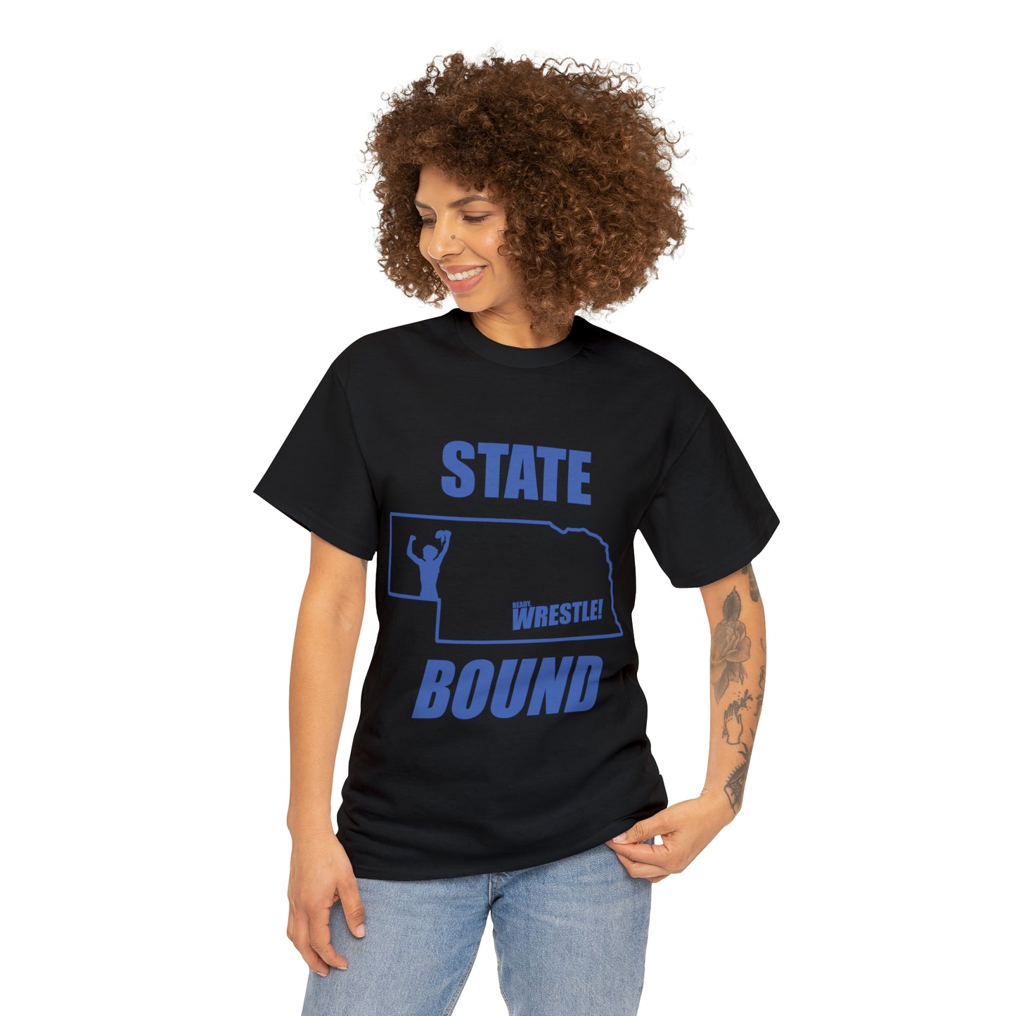 Nebraska State Bound, Royal Blue Logo, Unisex Heavy Cotton Tee