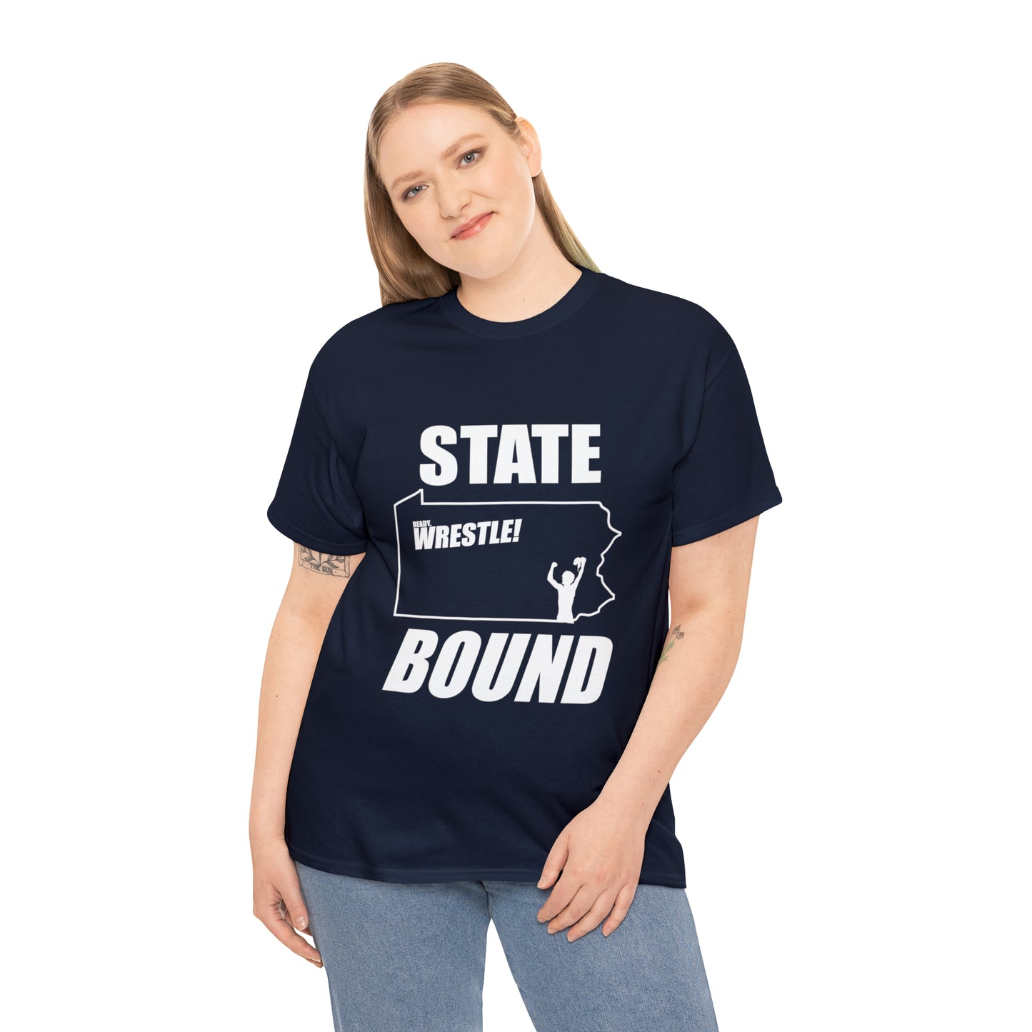 Pennsylvania State Bound, White Logo, Unisex Heavy Cotton Tee