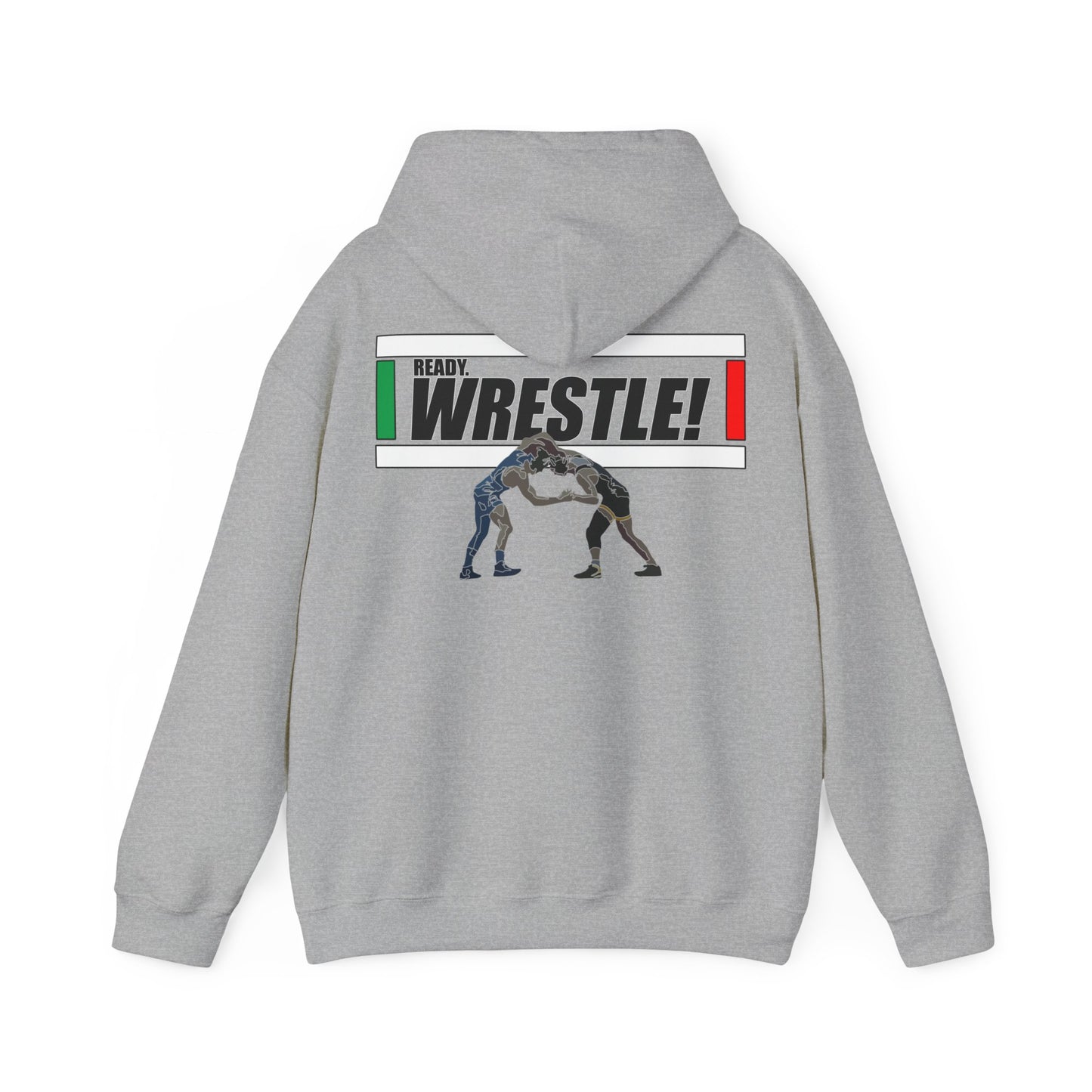 Ready. Wrestle! Start Lines, Unisex Heavy Blend™ Hooded Sweatshirt, Black Letters