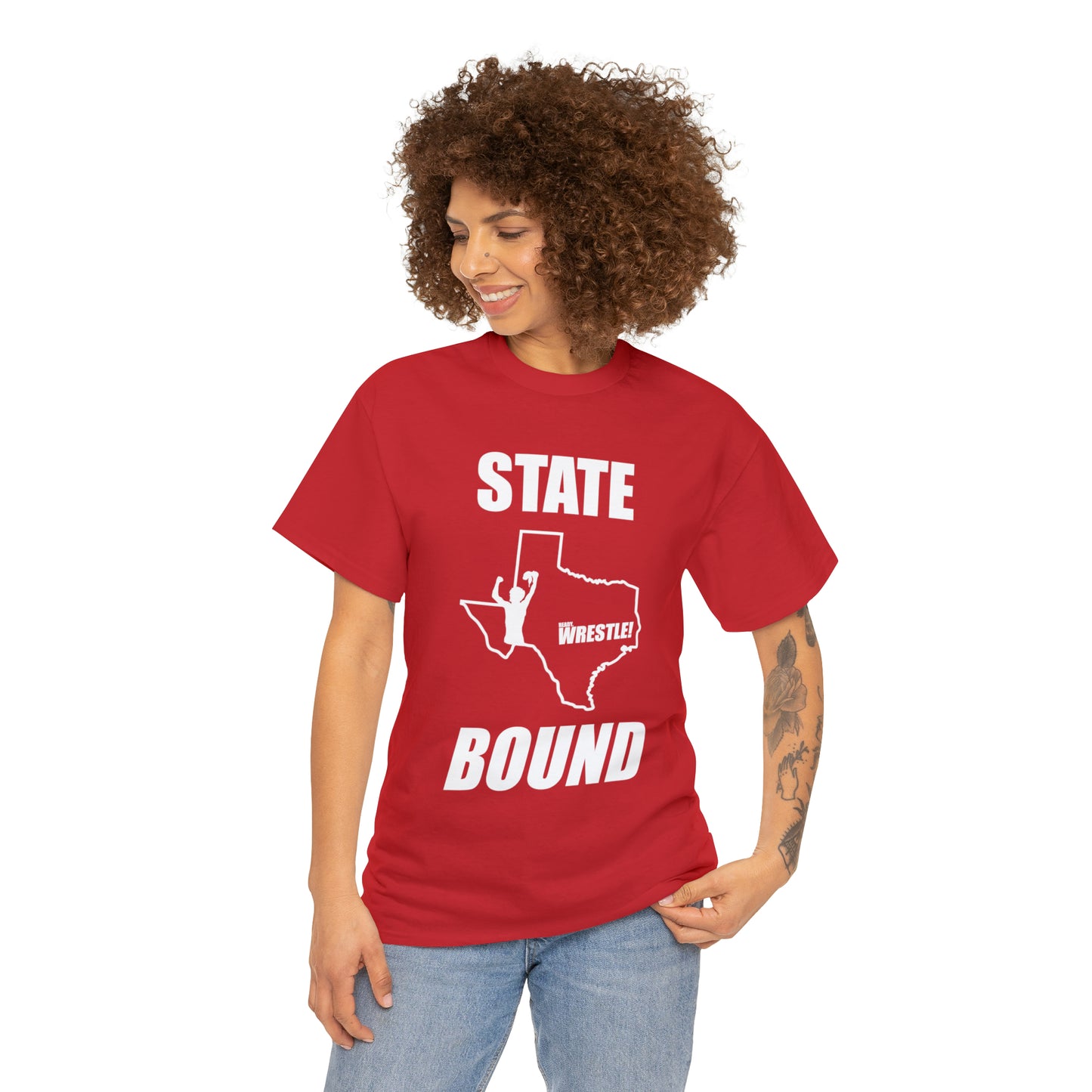 Texas State Bound, White Logo, Unisex Heavy Cotton Tee