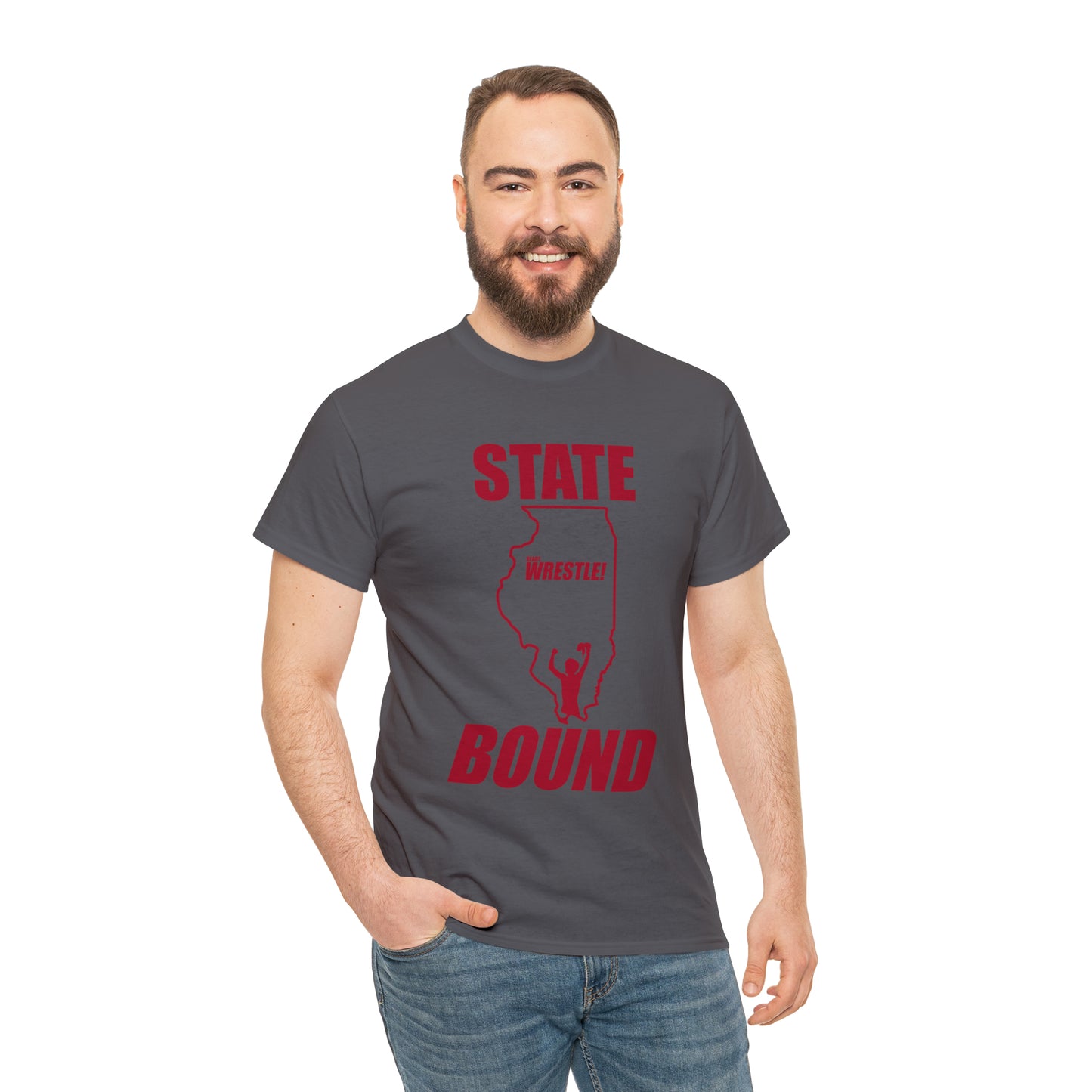 Illinois State Bound, Red Logo, Unisex Heavy Cotton Tee