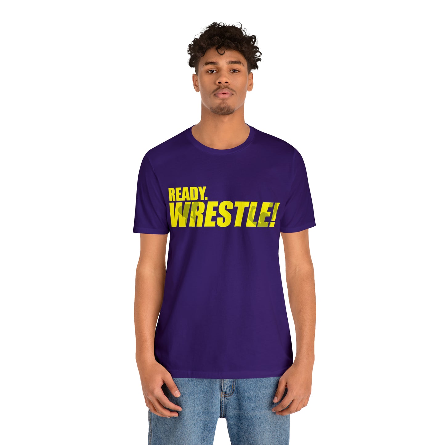 Ready. Wrestle! Gold Logo with Green, Unisex Jersey Short Sleeve Tee