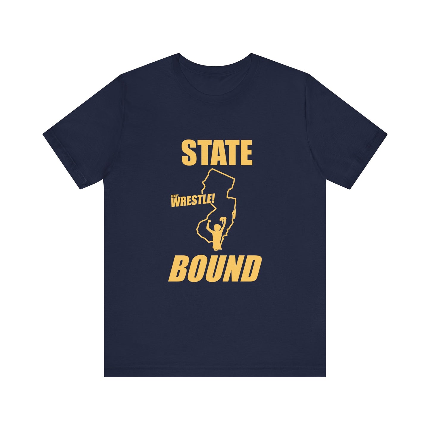 New Jersey State Bound, Gold Print, Bella+Canvas 3001, Unisex Jersey Short Sleeve Tee