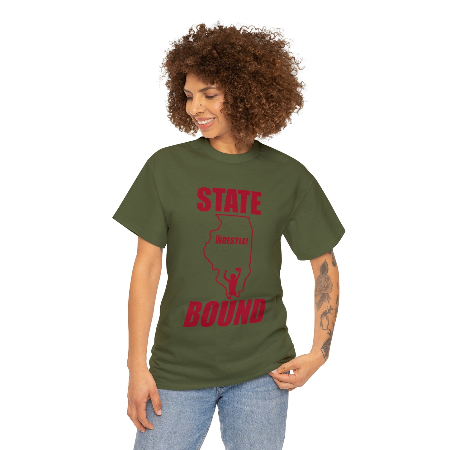 Illinois State Bound, Red Logo, Unisex Heavy Cotton Tee