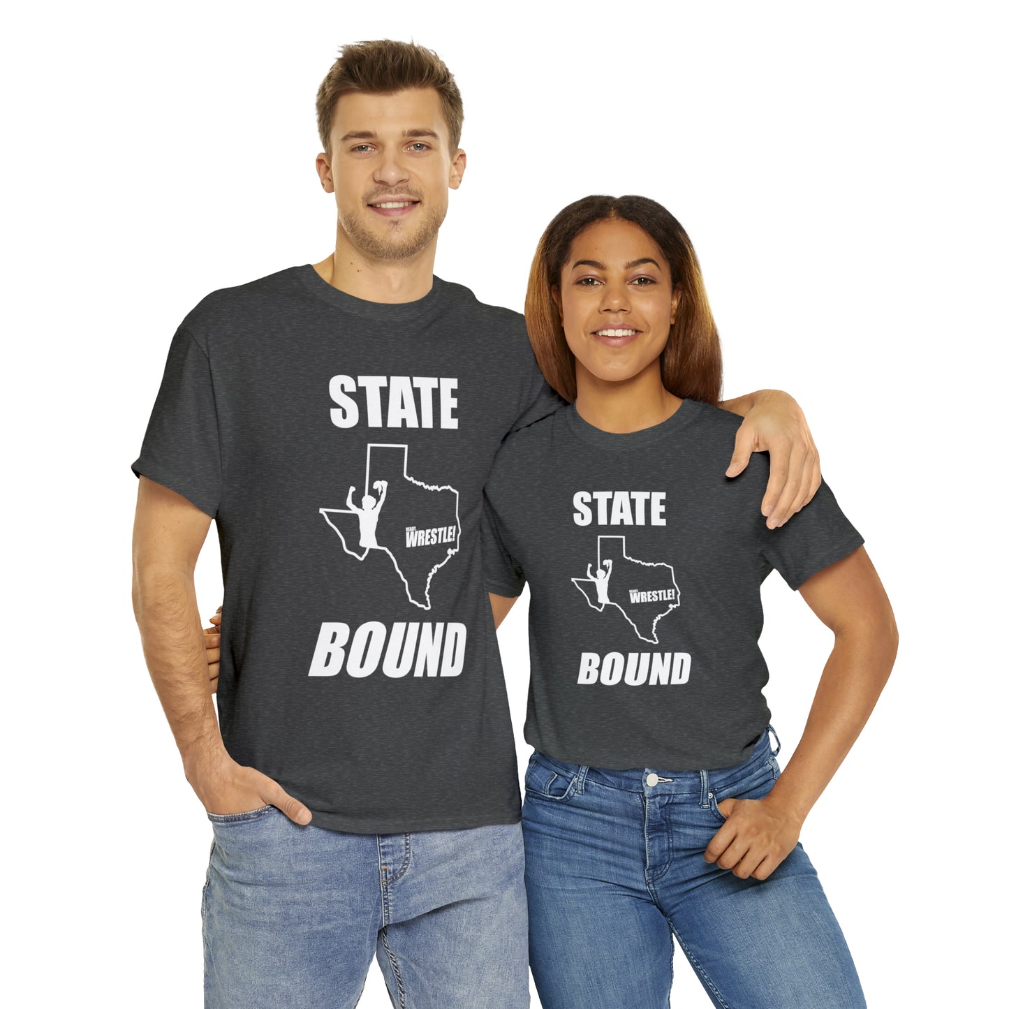 Texas State Bound, White Logo, Unisex Heavy Cotton Tee