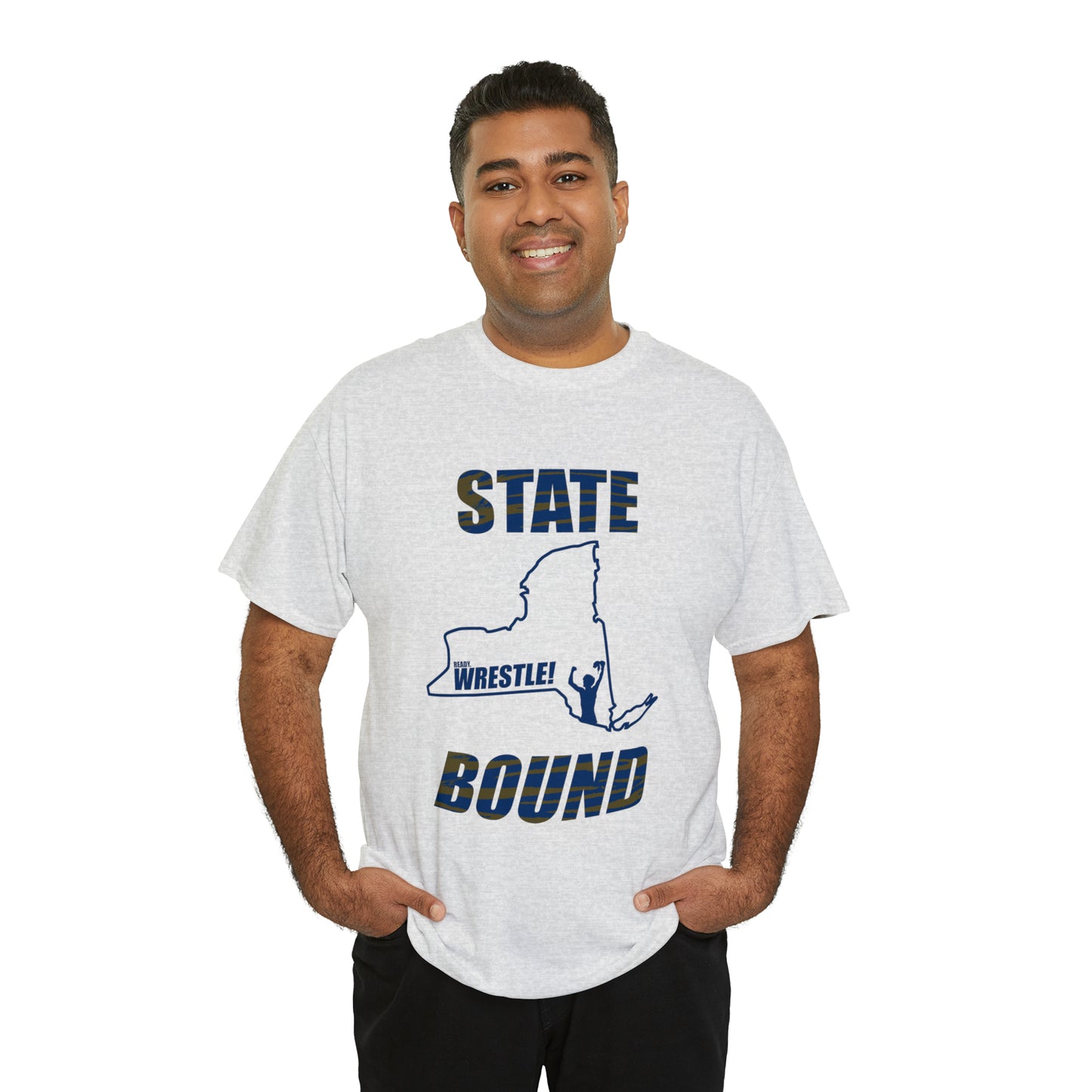 New York State Bound, Blue Logo, Tiger stripes, Unisex Heavy Cotton Tee