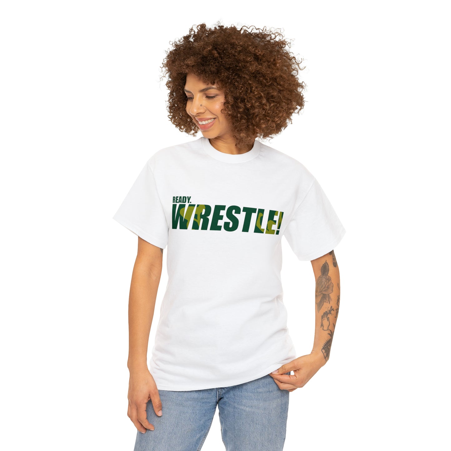 Ready. Wrestle! Green/Gold Logo, Unisex Heavy Cotton Tee