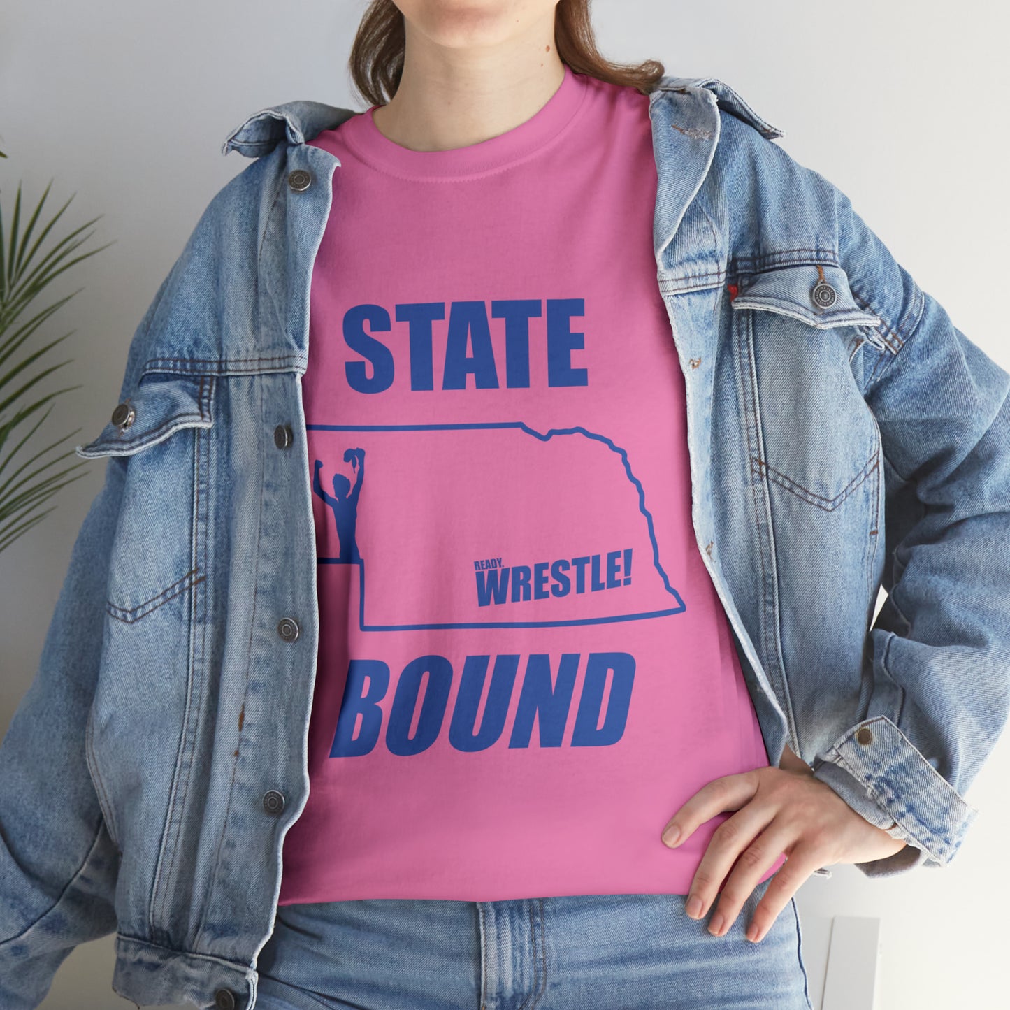 Nebraska State Bound, Royal Blue Logo, Unisex Heavy Cotton Tee