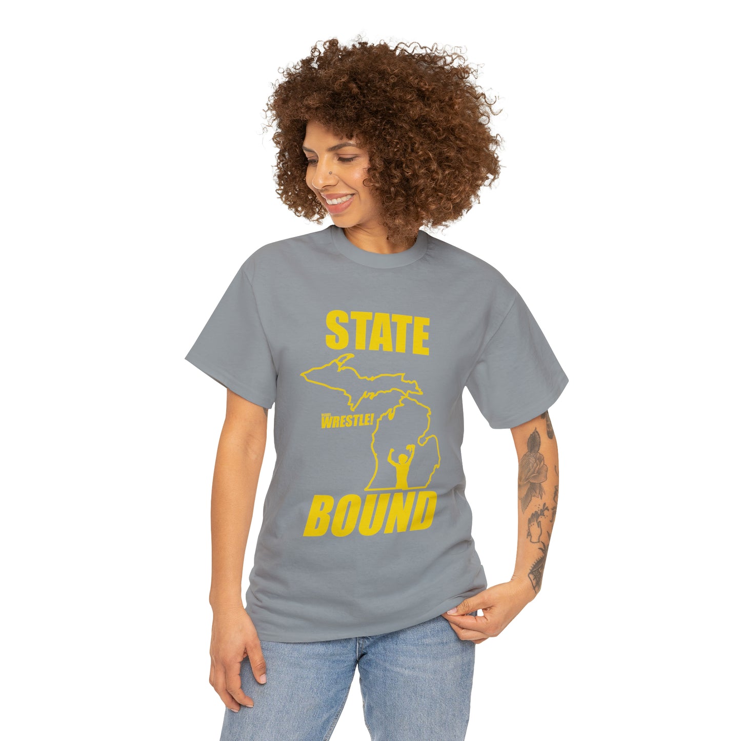 Michigan State Bound, Gold Logo, Unisex Heavy Cotton Tee