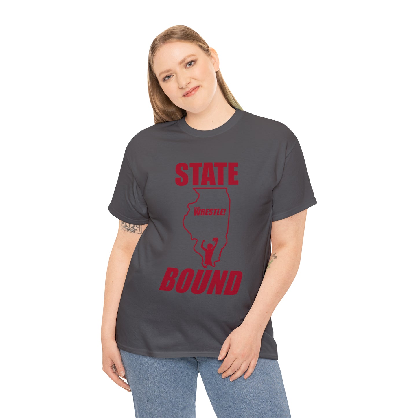 Illinois State Bound, Red Logo, Unisex Heavy Cotton Tee