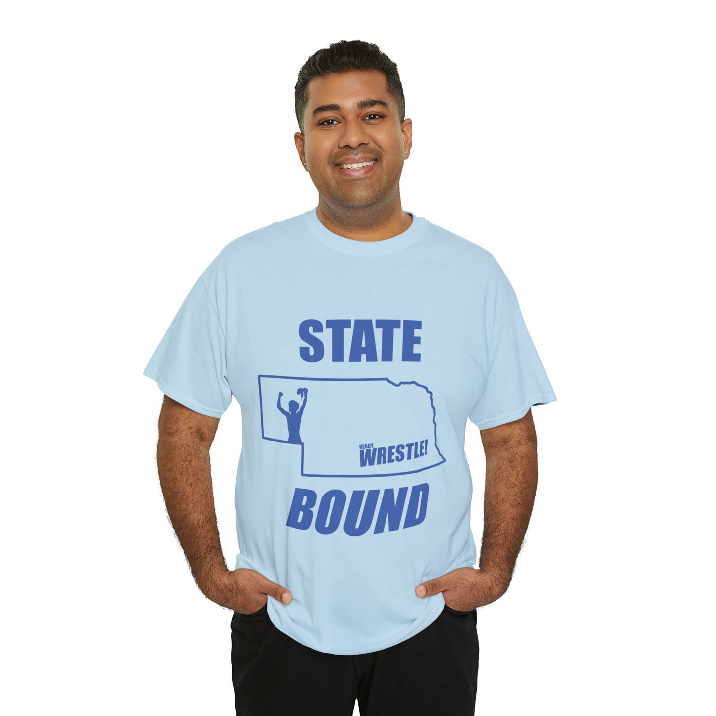 Nebraska State Bound, Royal Blue Logo, Unisex Heavy Cotton Tee