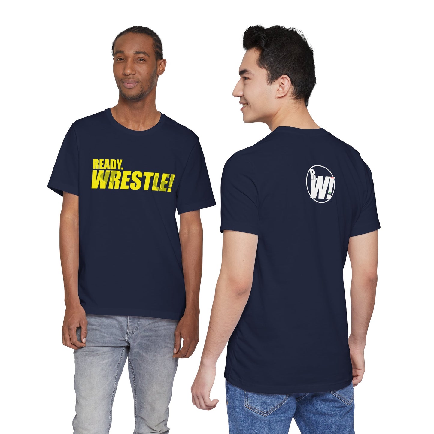 Ready. Wrestle! Gold Logo with Green, Unisex Jersey Short Sleeve Tee