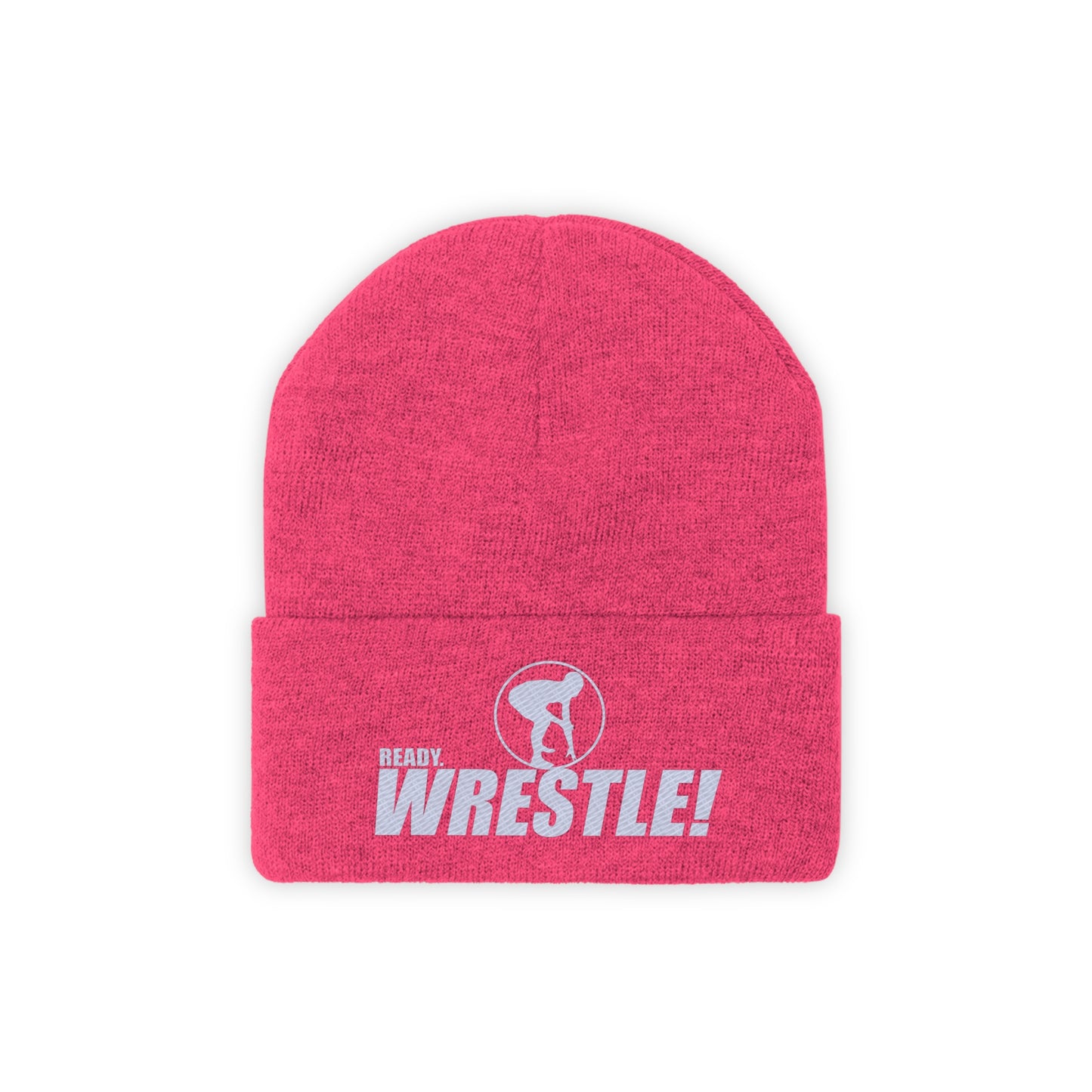 Ready. Wrestle! Knit Beanie, White Logo